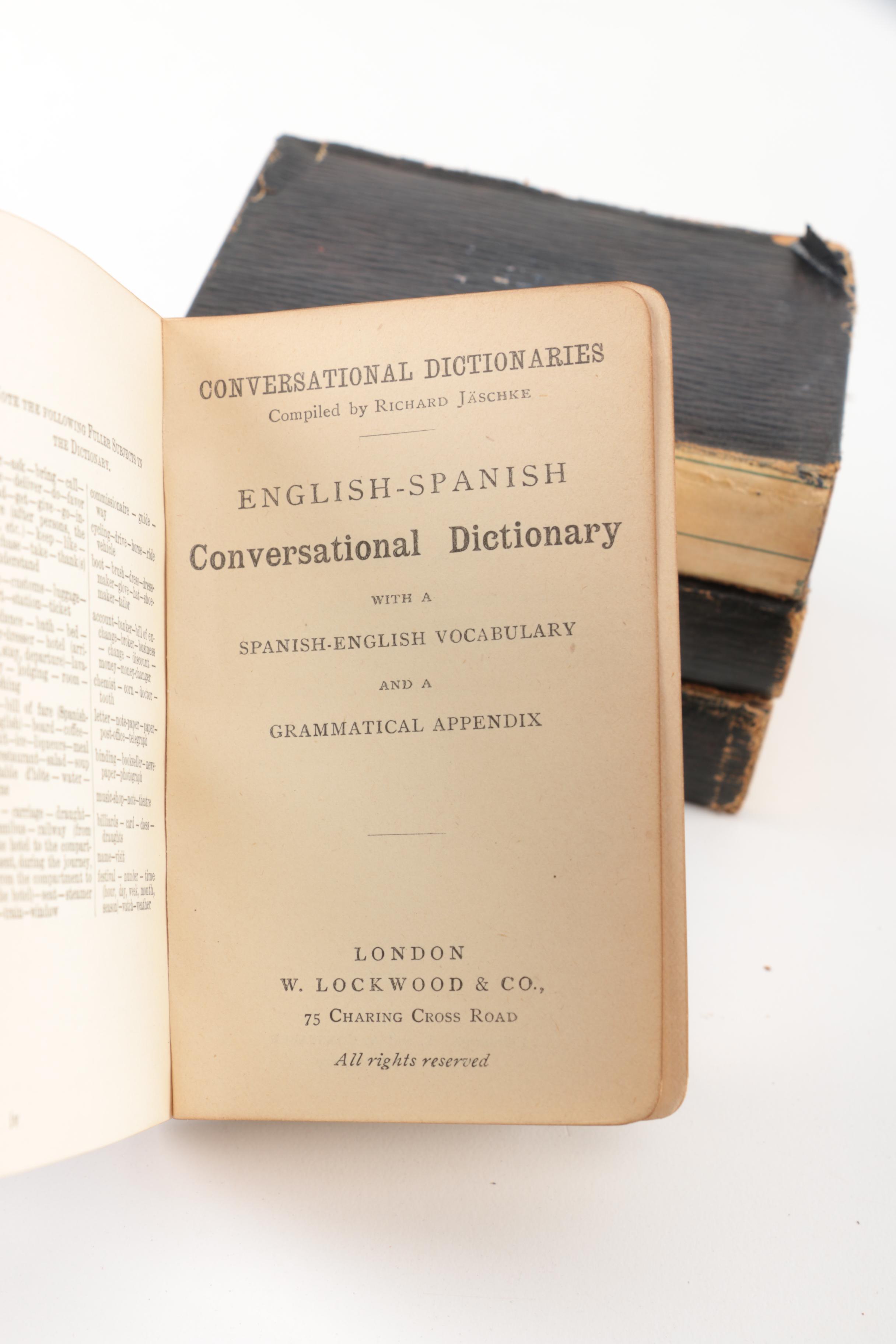 Vintage English, German, Italian, and Spanish Pocket Dictionaries
