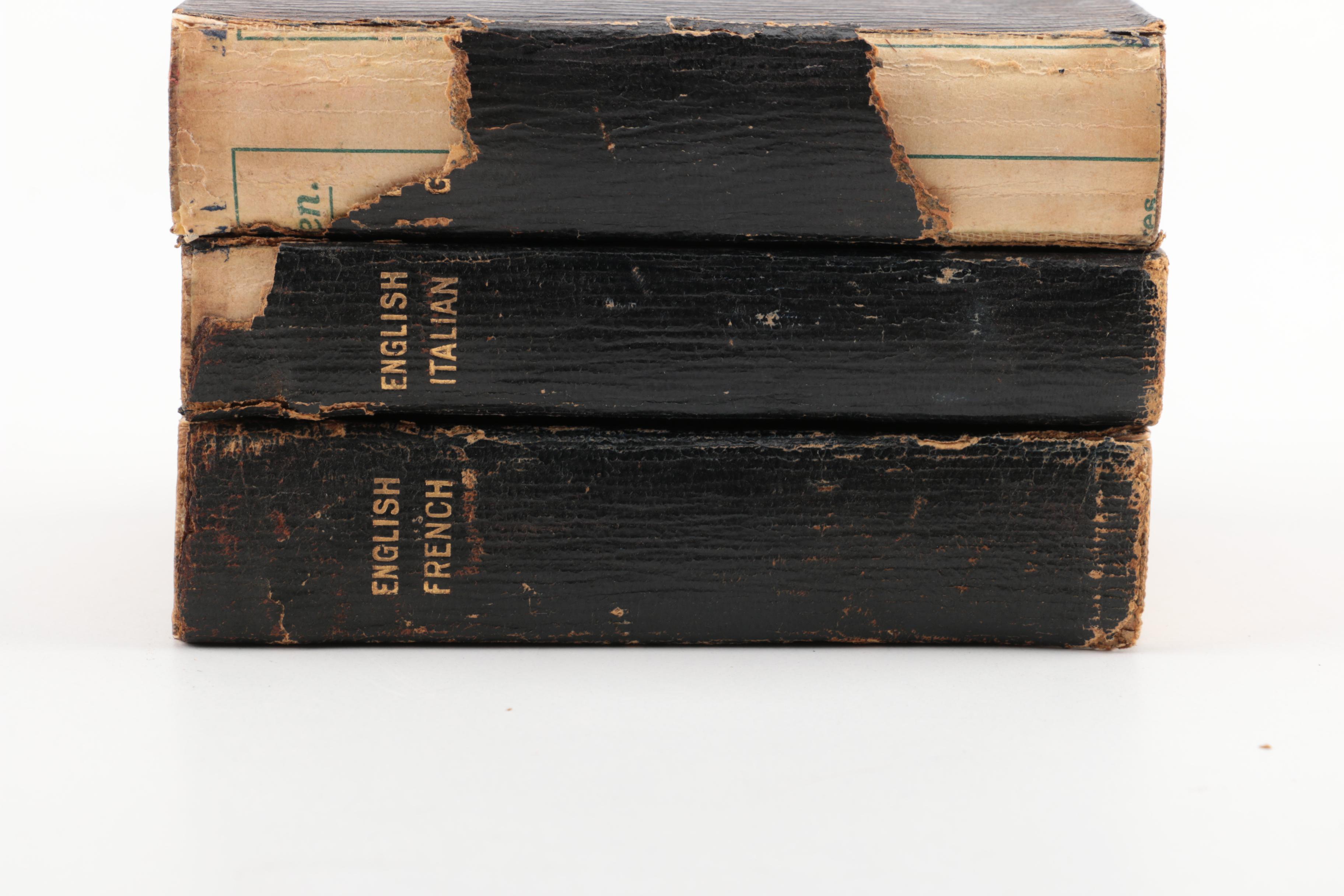 Vintage English, German, Italian, and Spanish Pocket Dictionaries