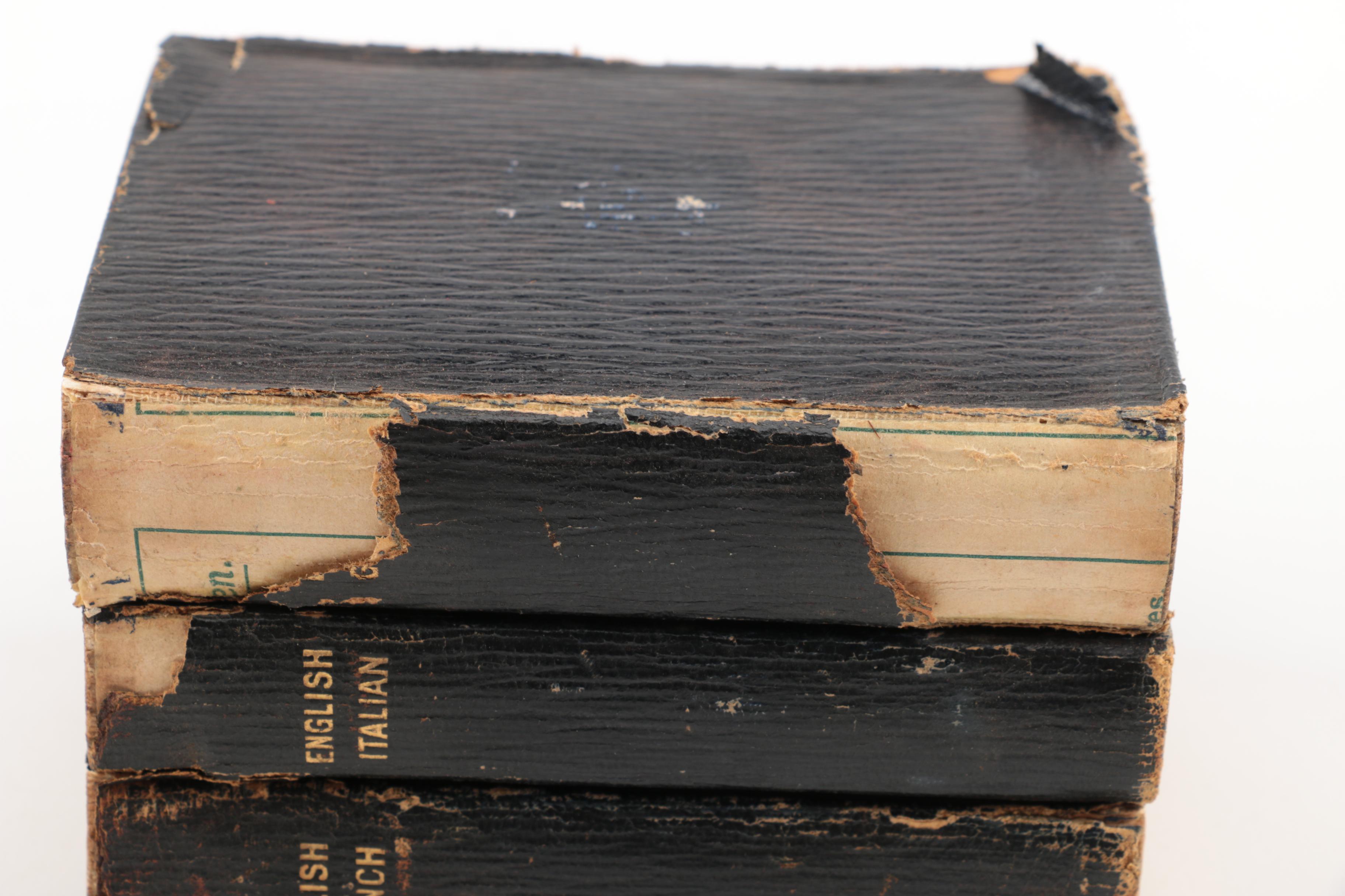 Vintage English, German, Italian, and Spanish Pocket Dictionaries