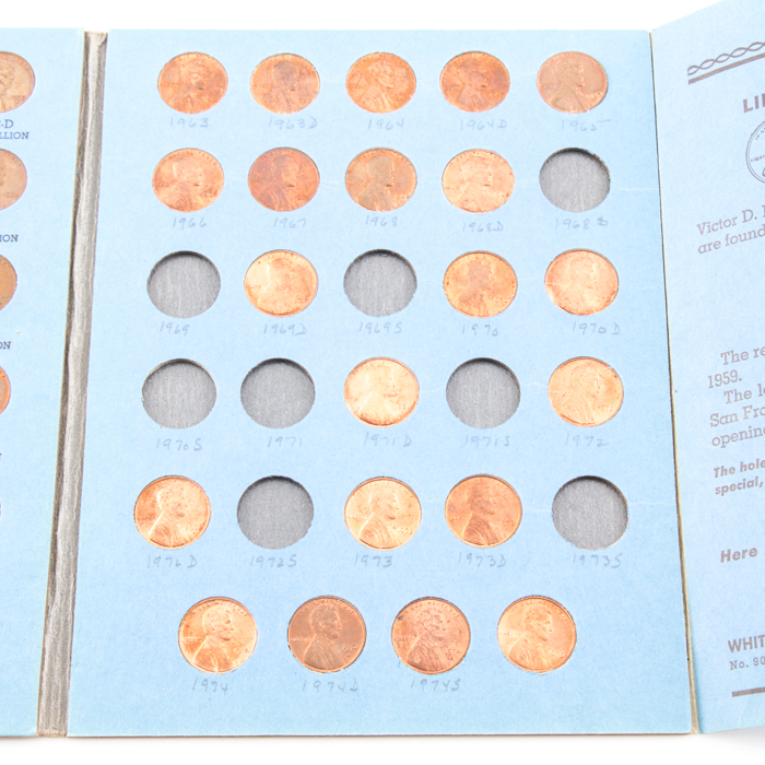 Group of Whitman Indian Head and Lincoln coin folders