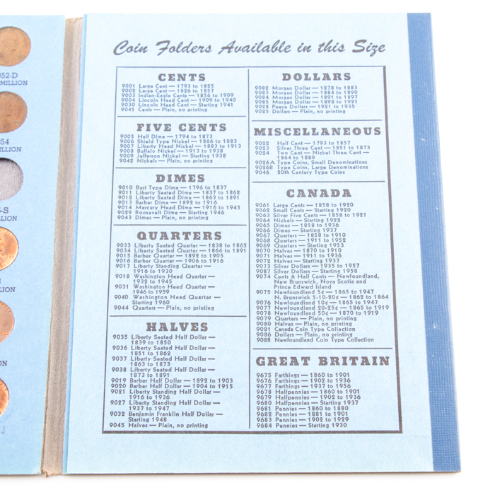 Group of Whitman Indian Head and Lincoln coin folders