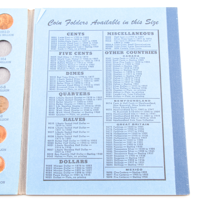 Group of Whitman Indian Head and Lincoln coin folders