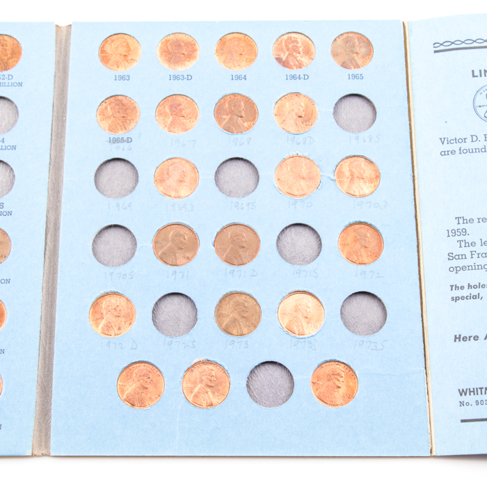 Group of Whitman Indian Head and Lincoln coin folders