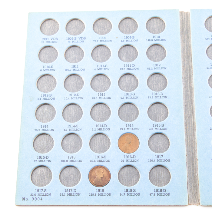 Group of Whitman Indian Head and Lincoln coin folders