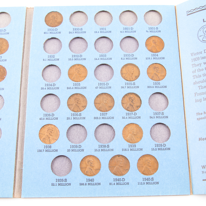 Group of Whitman Indian Head and Lincoln coin folders