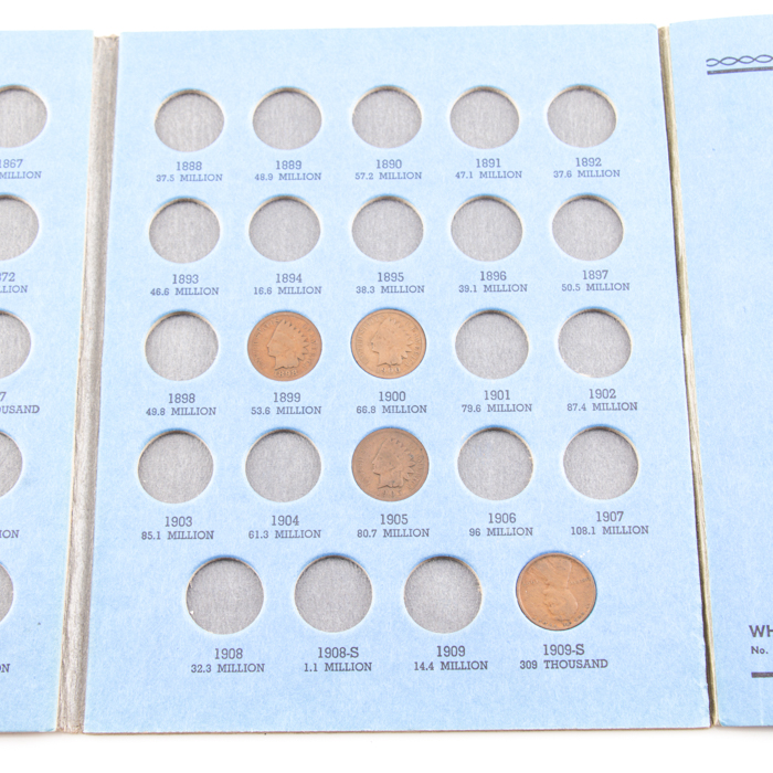 Group of Whitman Indian Head and Lincoln coin folders