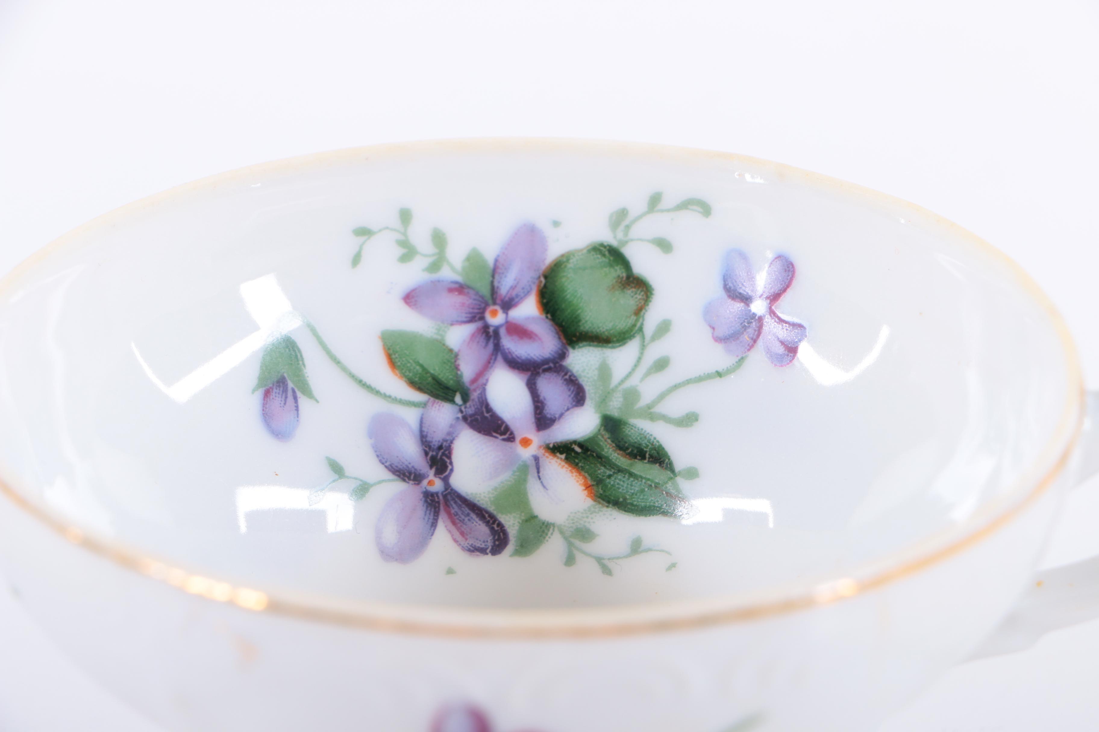 Porcelain Teacups and Snack Plates