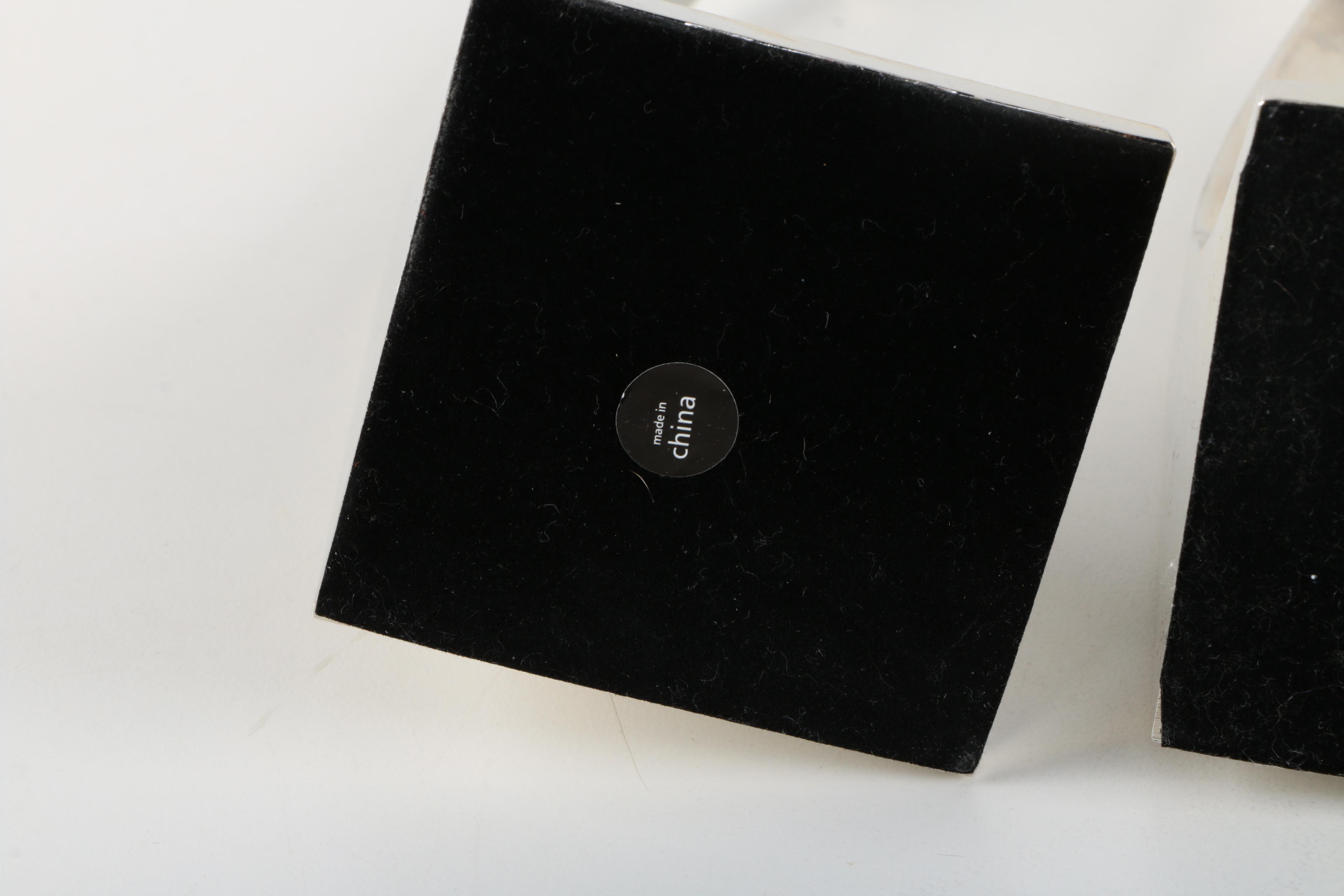 Silver Tone Candlesticks and Fluted Vase