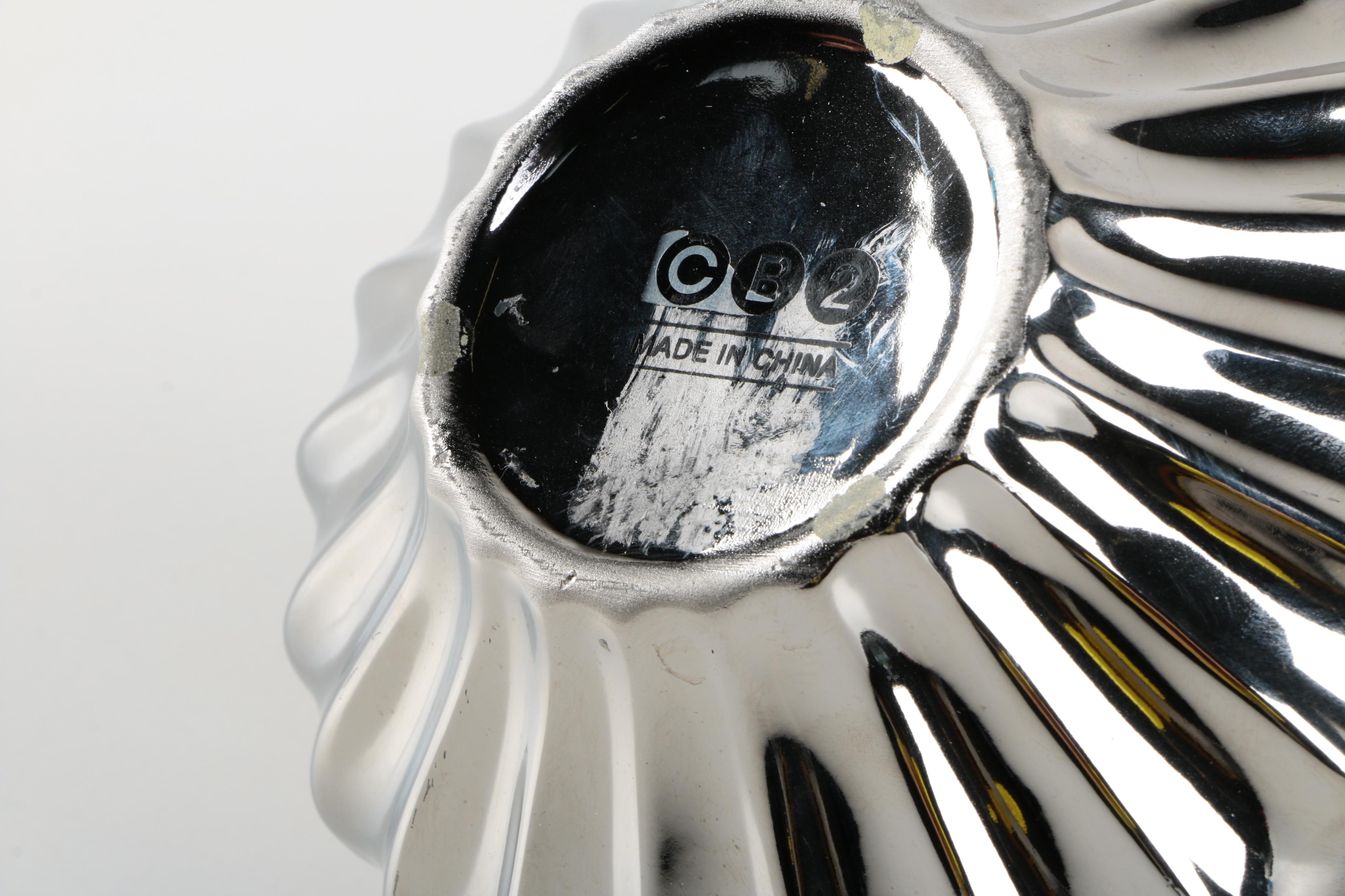 Silver Tone Candlesticks and Fluted Vase