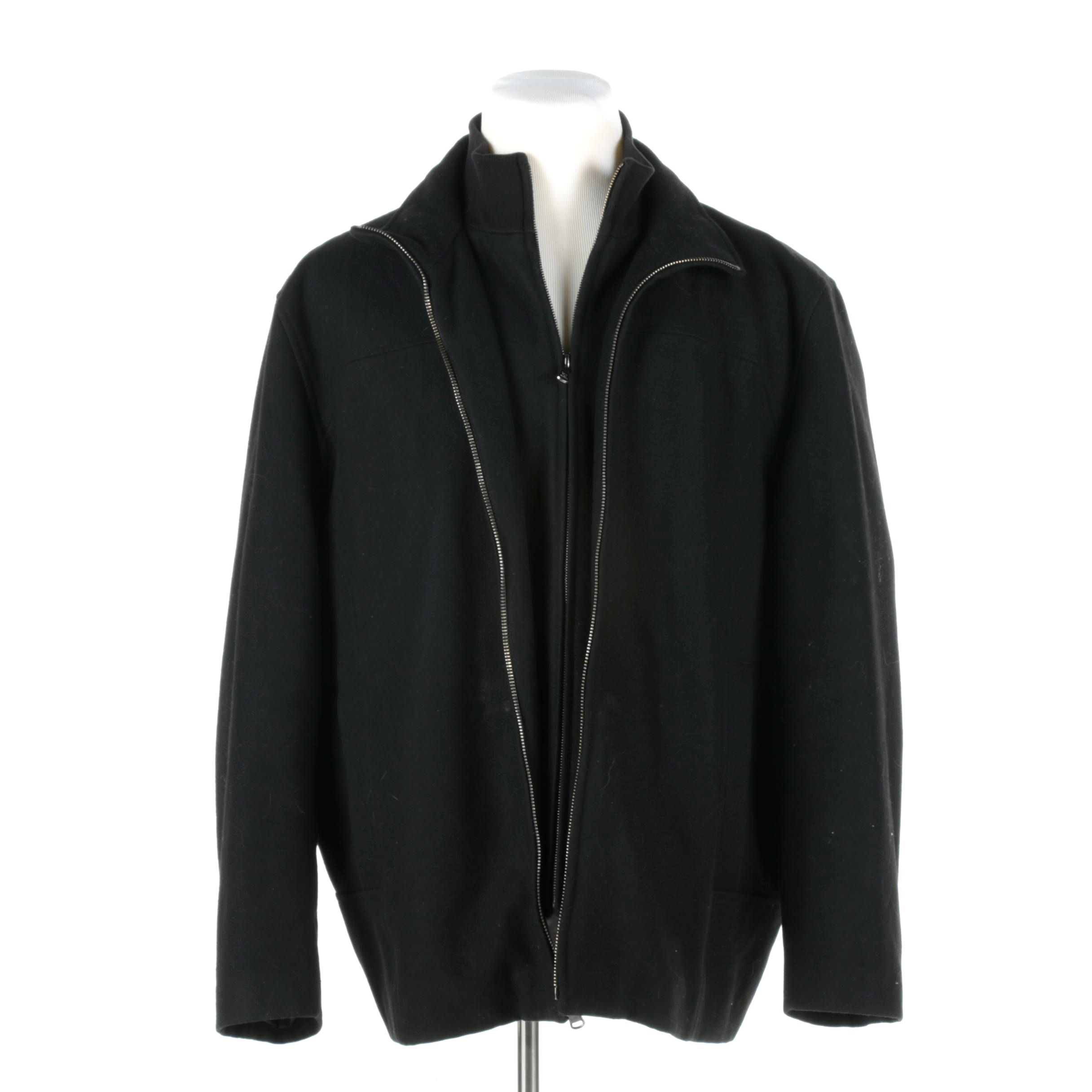 Black Wool Blend Jacket by Calvin Klein