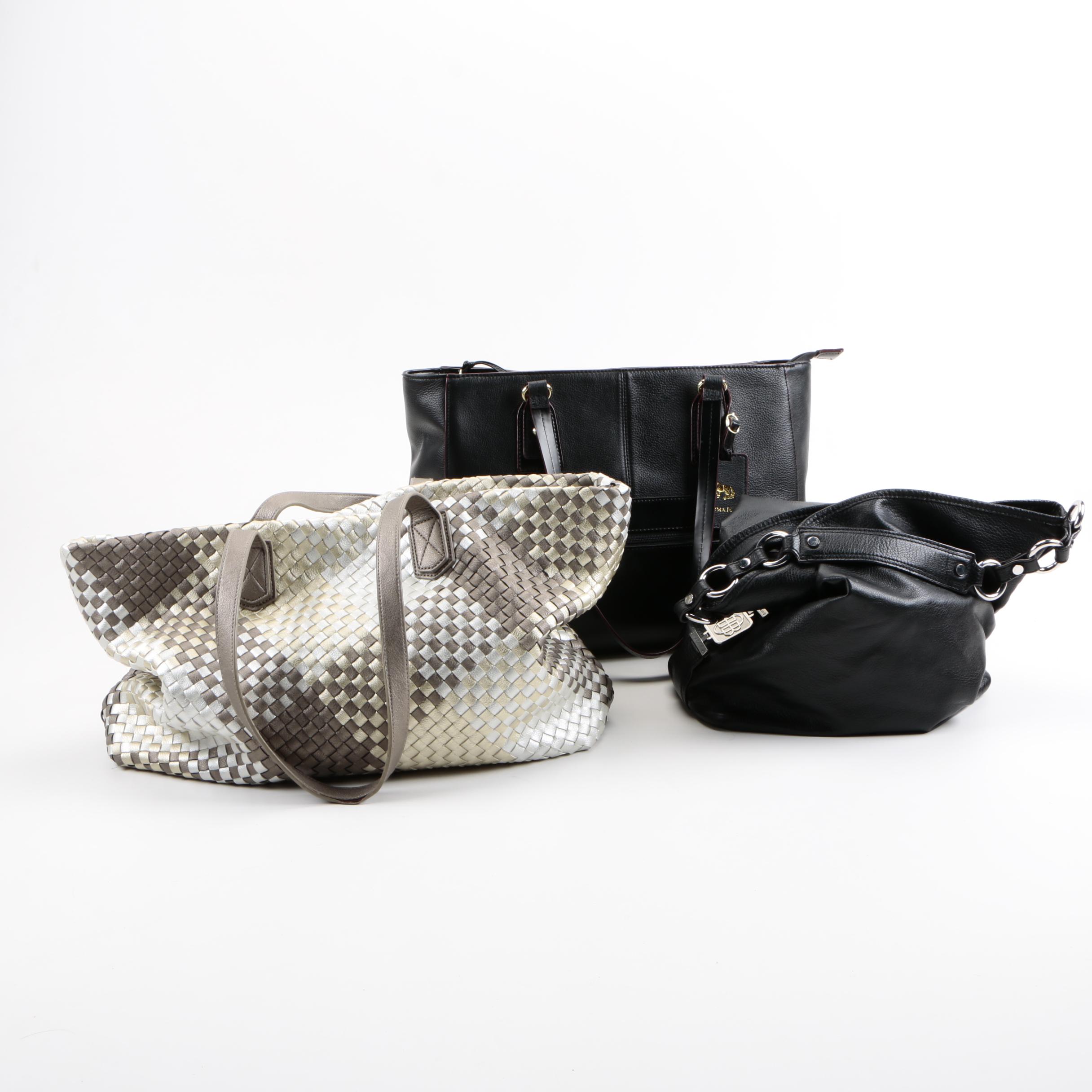 Faux Leather Computer Bag and Two Totes