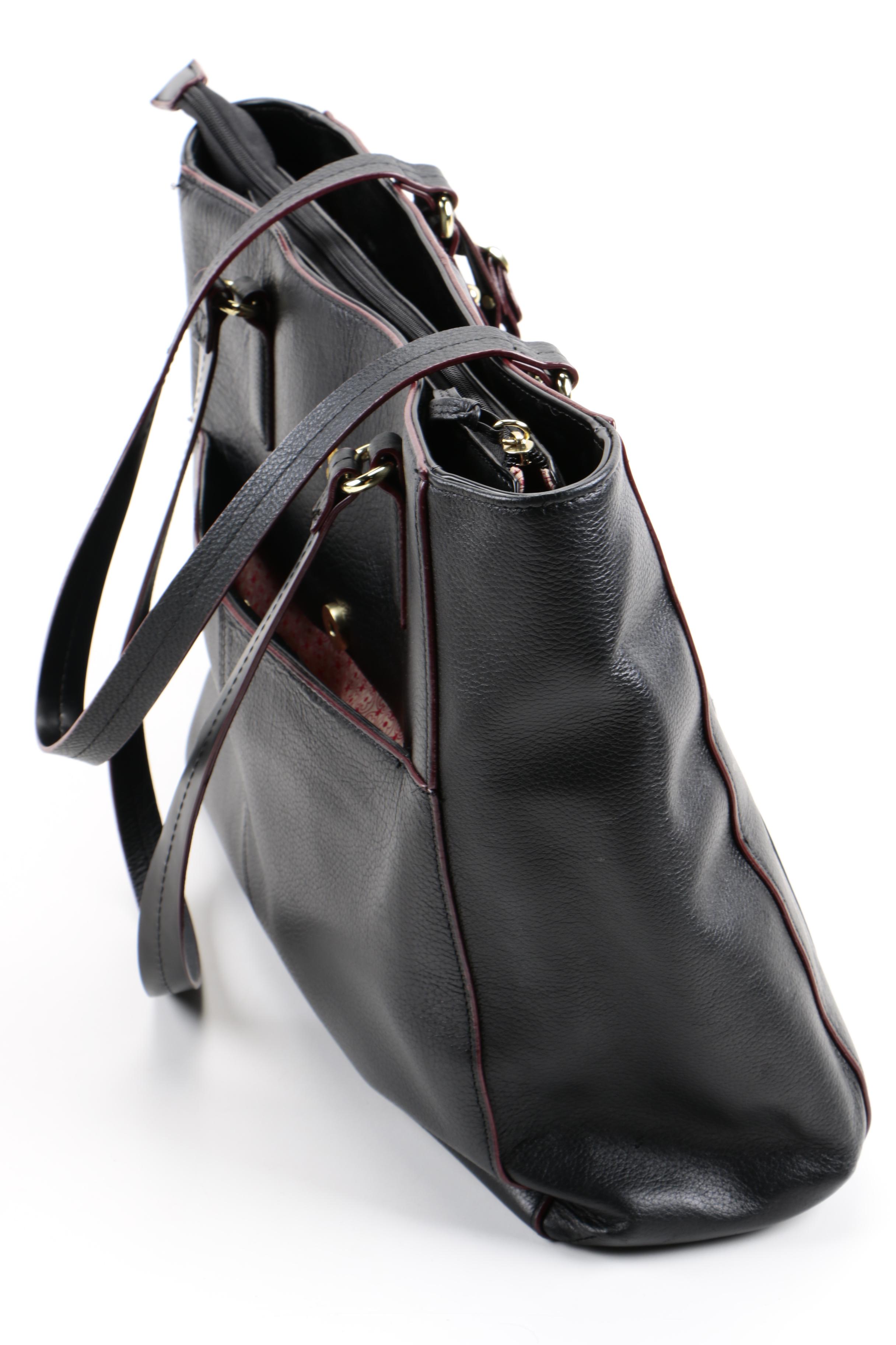 Faux Leather Computer Bag and Two Totes