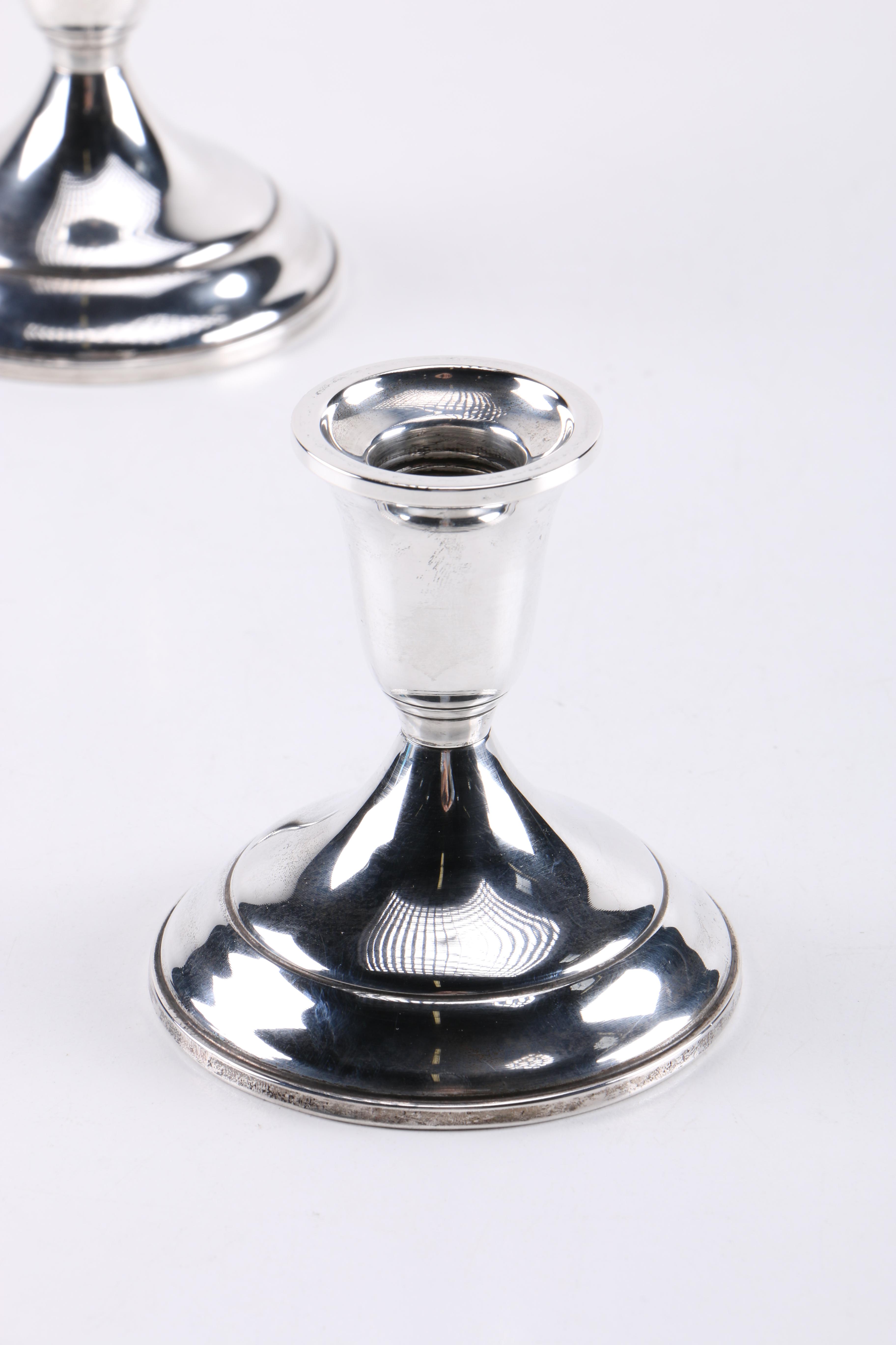 Pair of Weighted Sterling Silver Candlesticks by Towle
