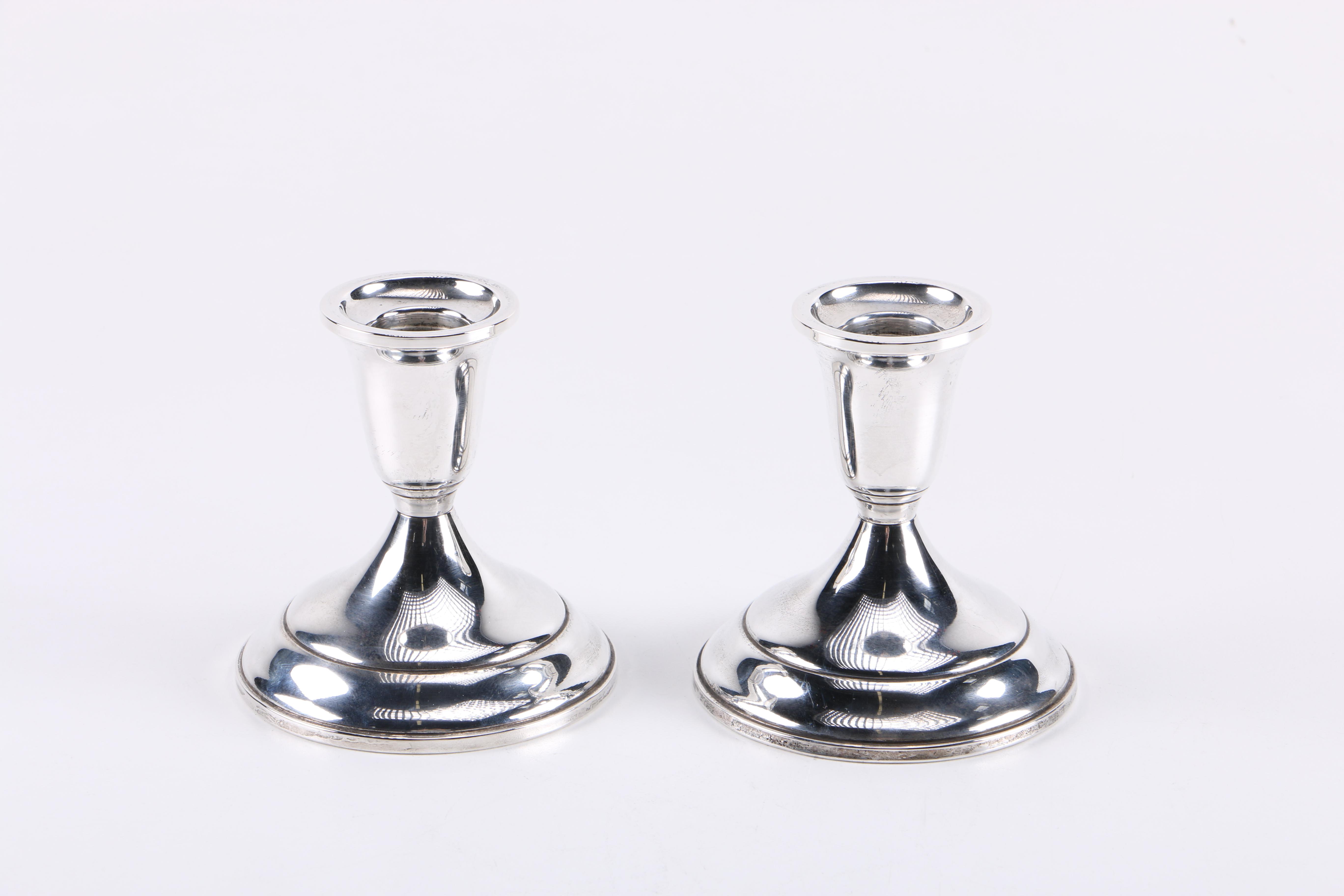 Pair of Weighted Sterling Silver Candlesticks by Towle