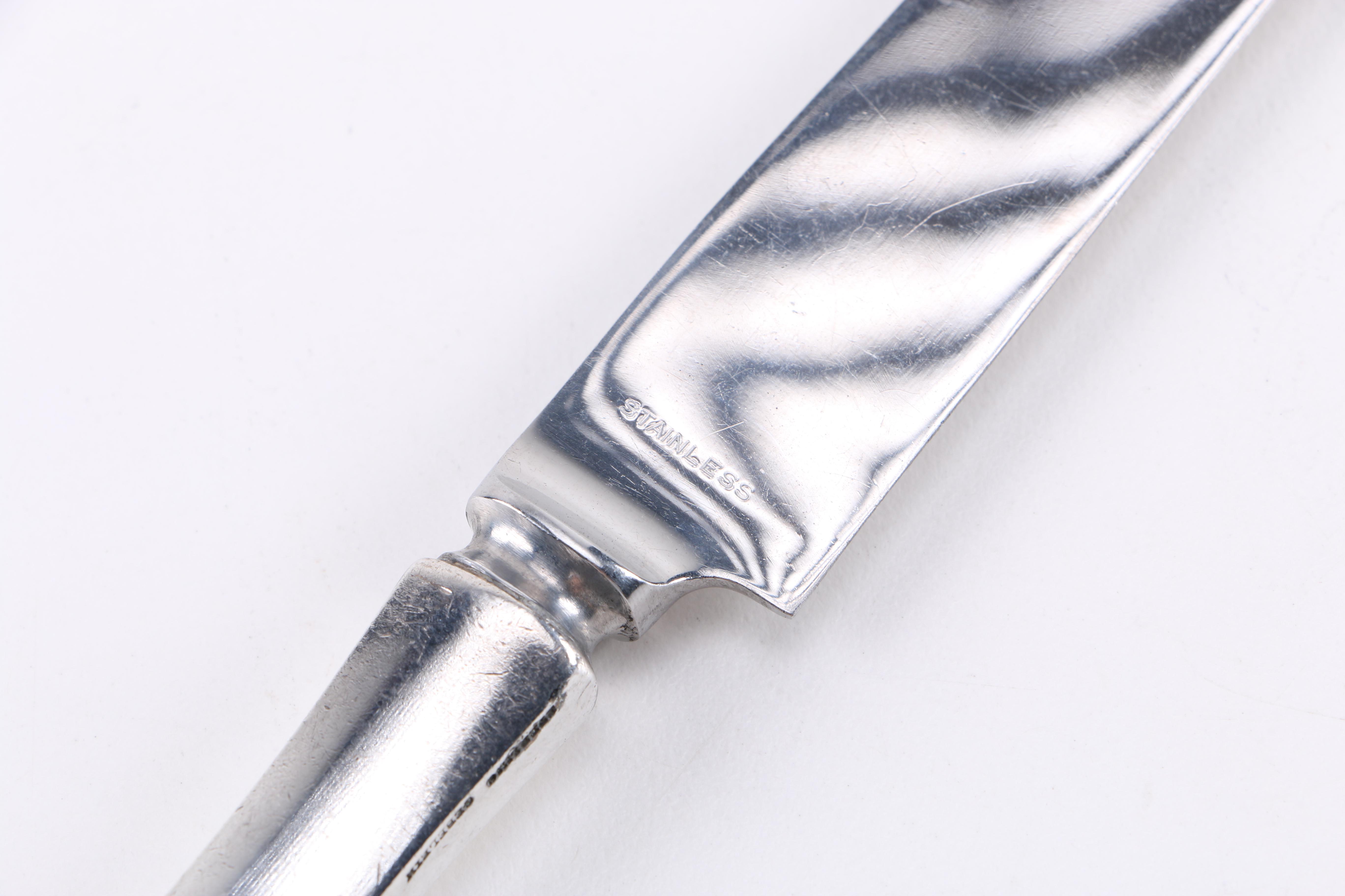 Sterling-Handled Knives with Sharpener