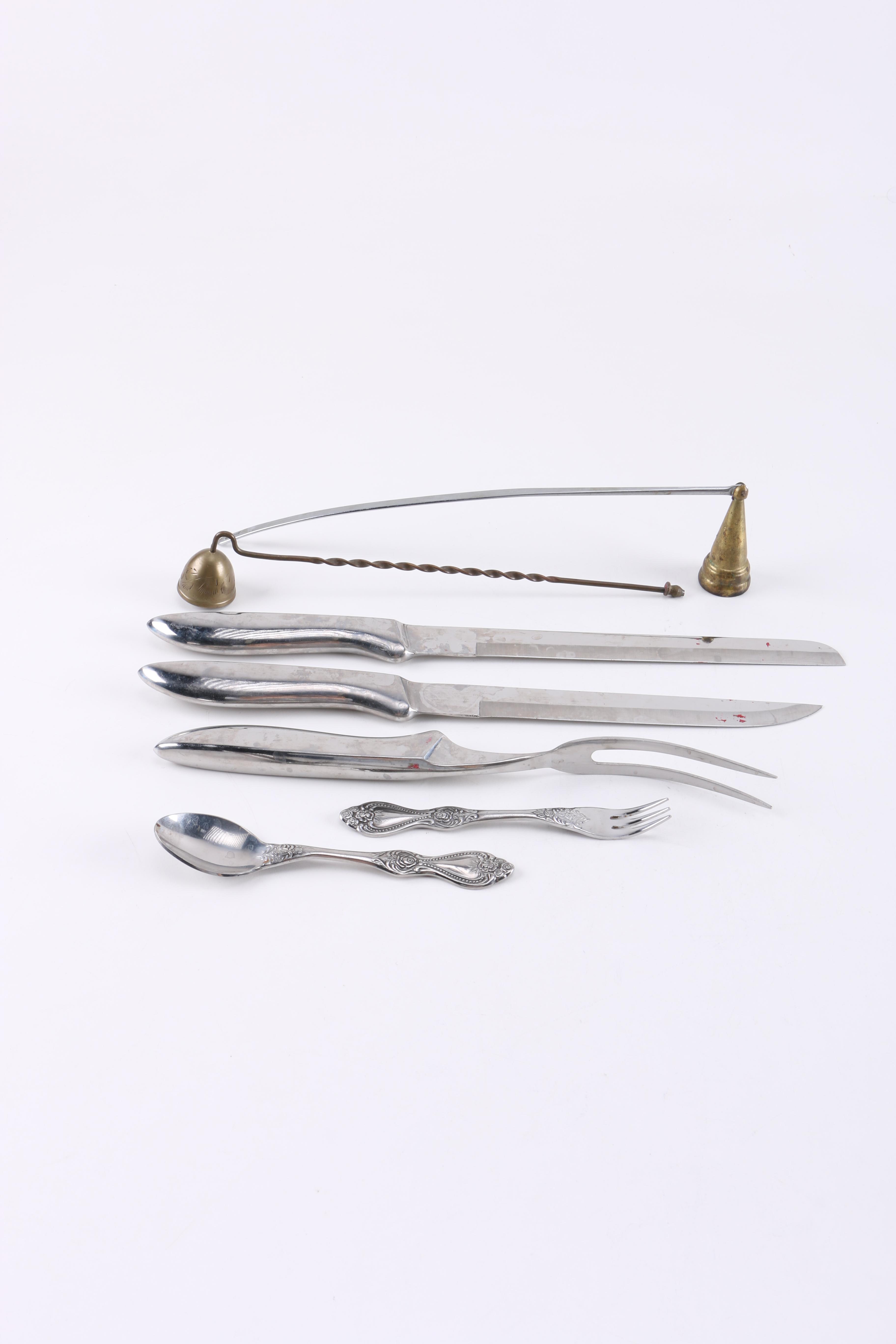 Metal Serving Utensils and Candle Snuffers