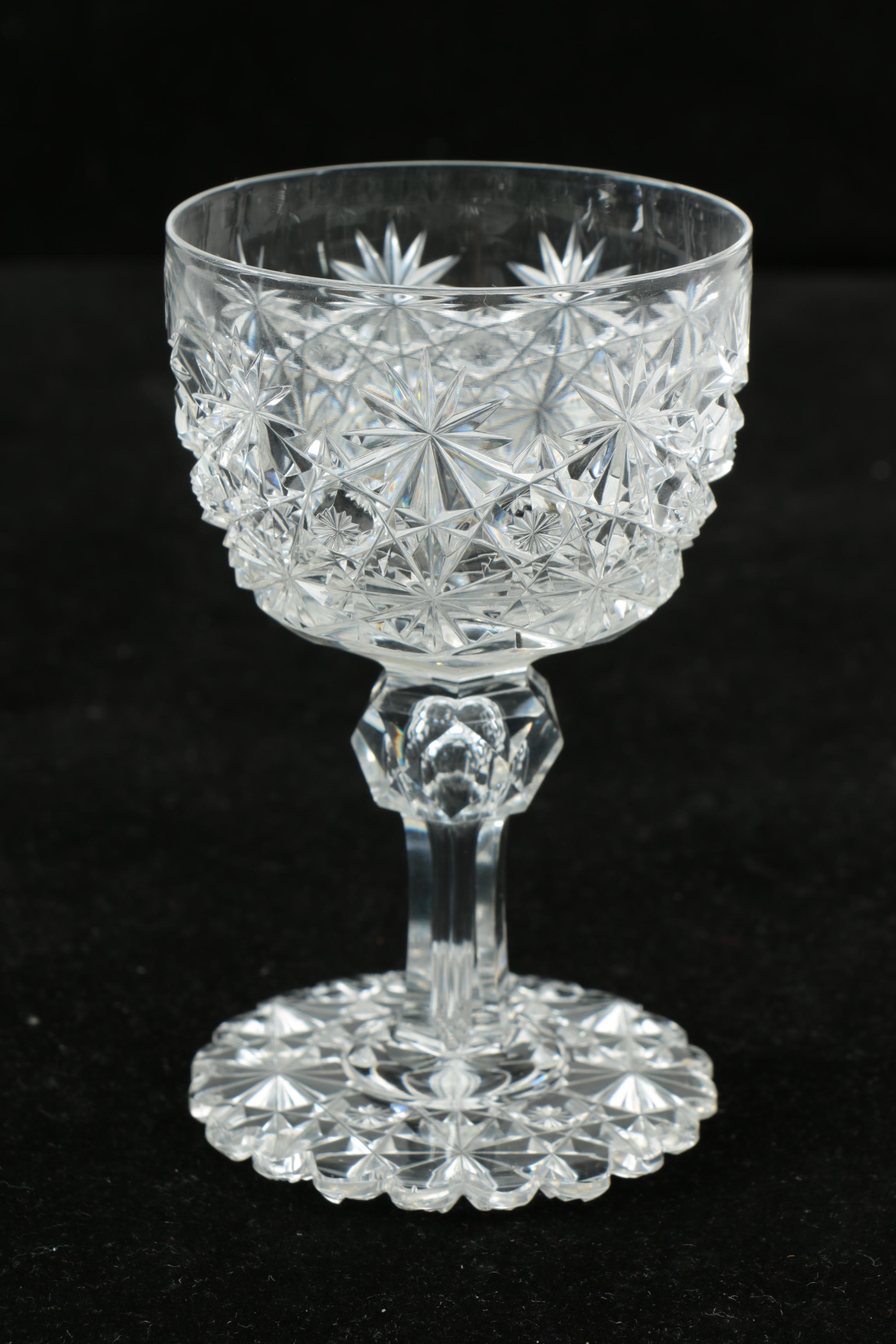 Set of Late 19th Century American Brilliant Period Cut Glass "Russian" Stemware
