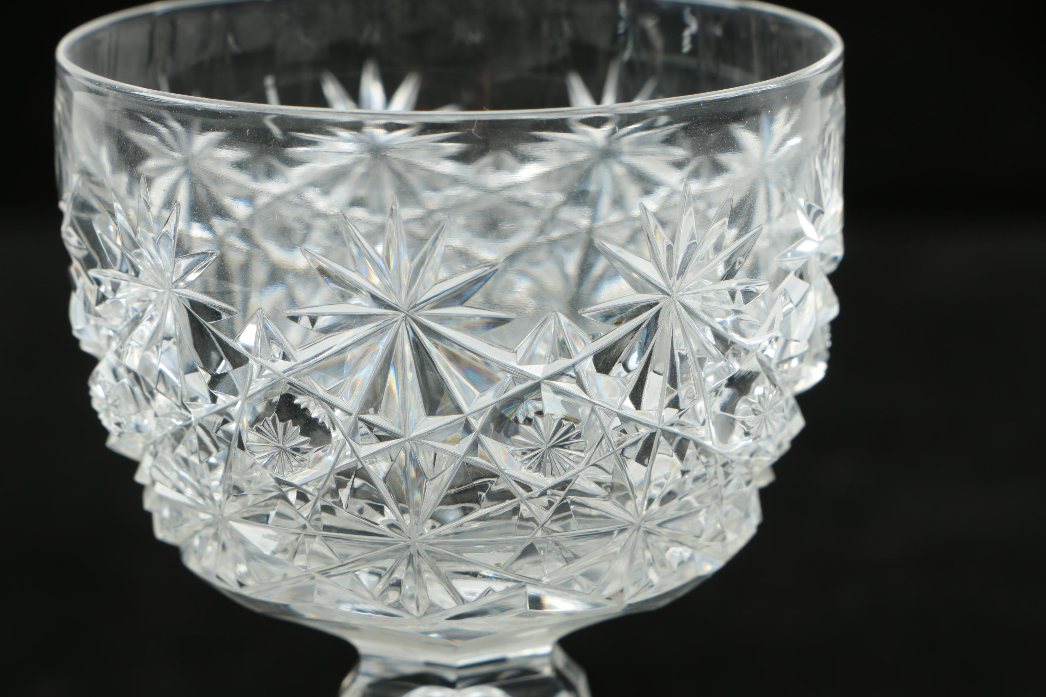 Set of Late 19th Century American Brilliant Period Cut Glass "Russian" Stemware