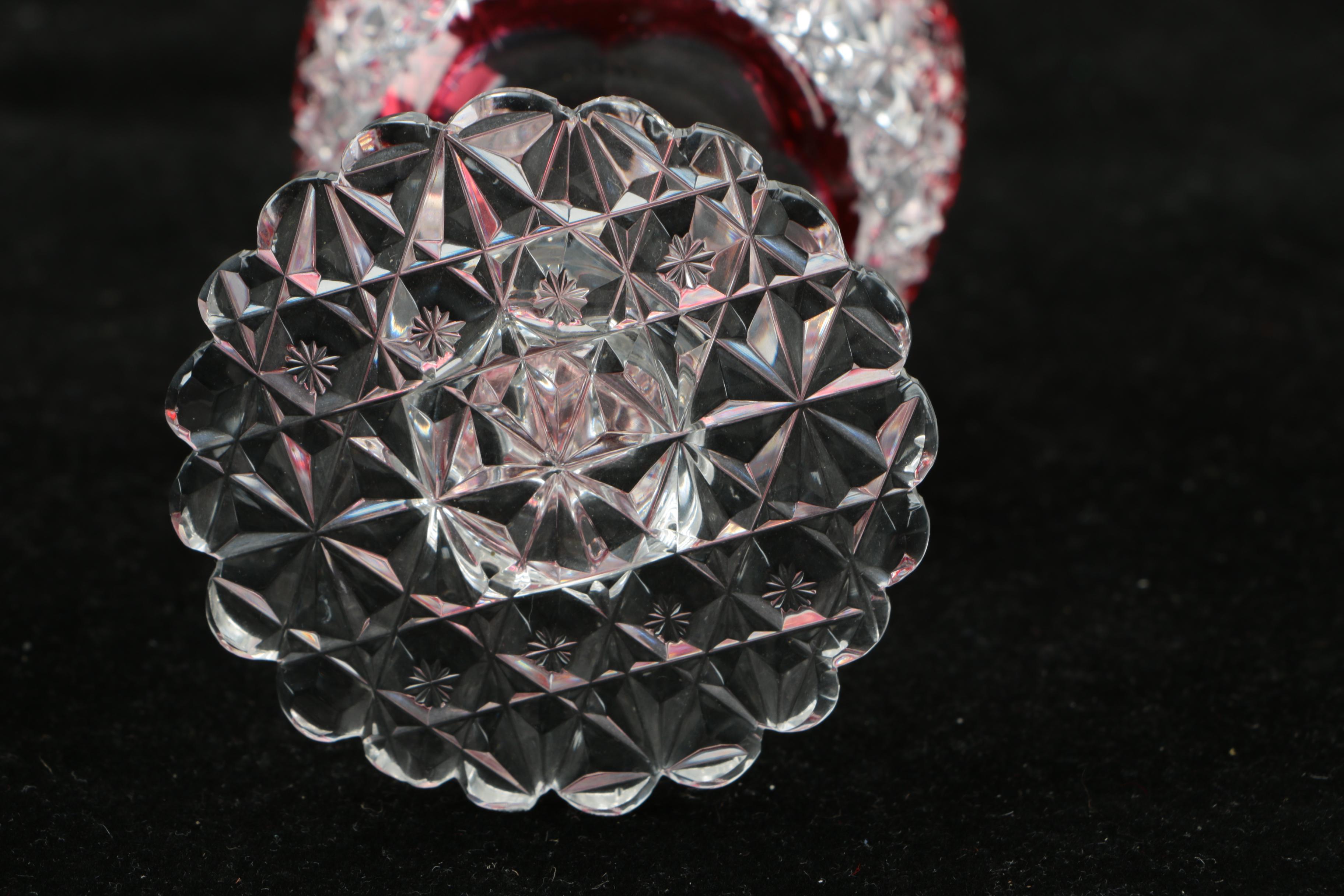 Late 19th Century American Brilliant Period Cut Glass Ruby Cut to Clear Stemware