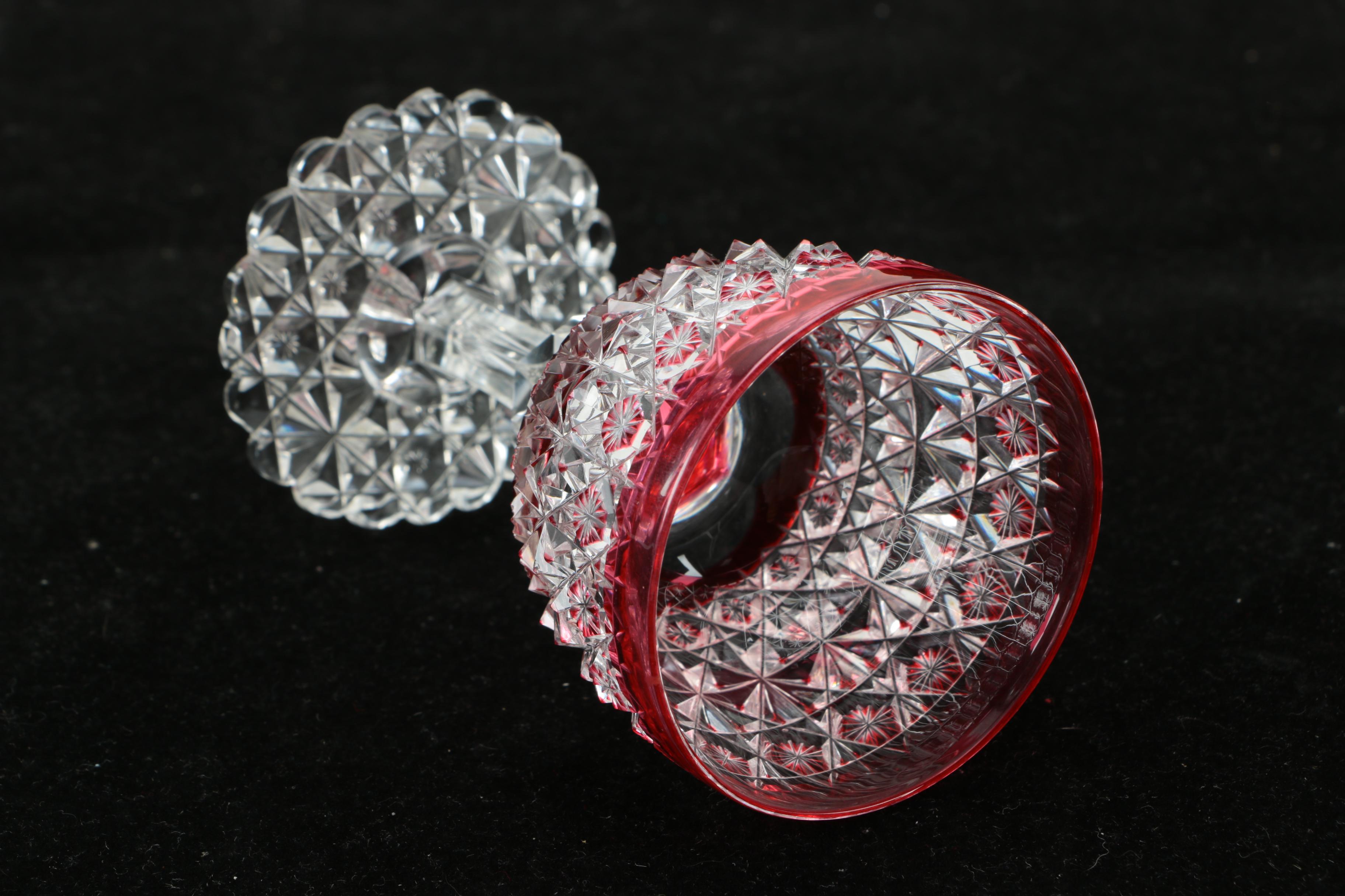 Late 19th Century American Brilliant Period Cut Glass Ruby Cut to Clear Stemware