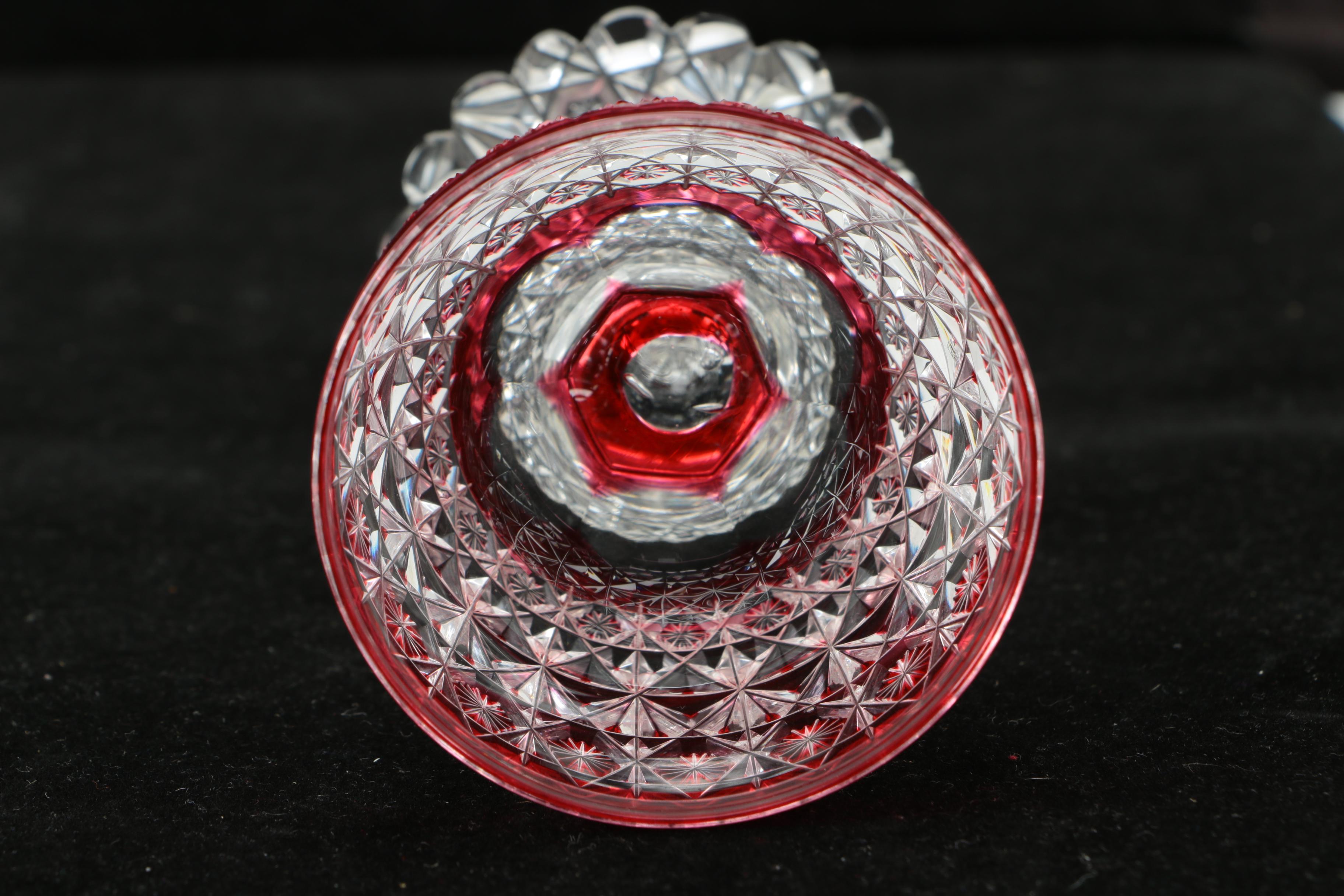 Late 19th Century American Brilliant Period Cut Glass Ruby Cut to Clear Stemware