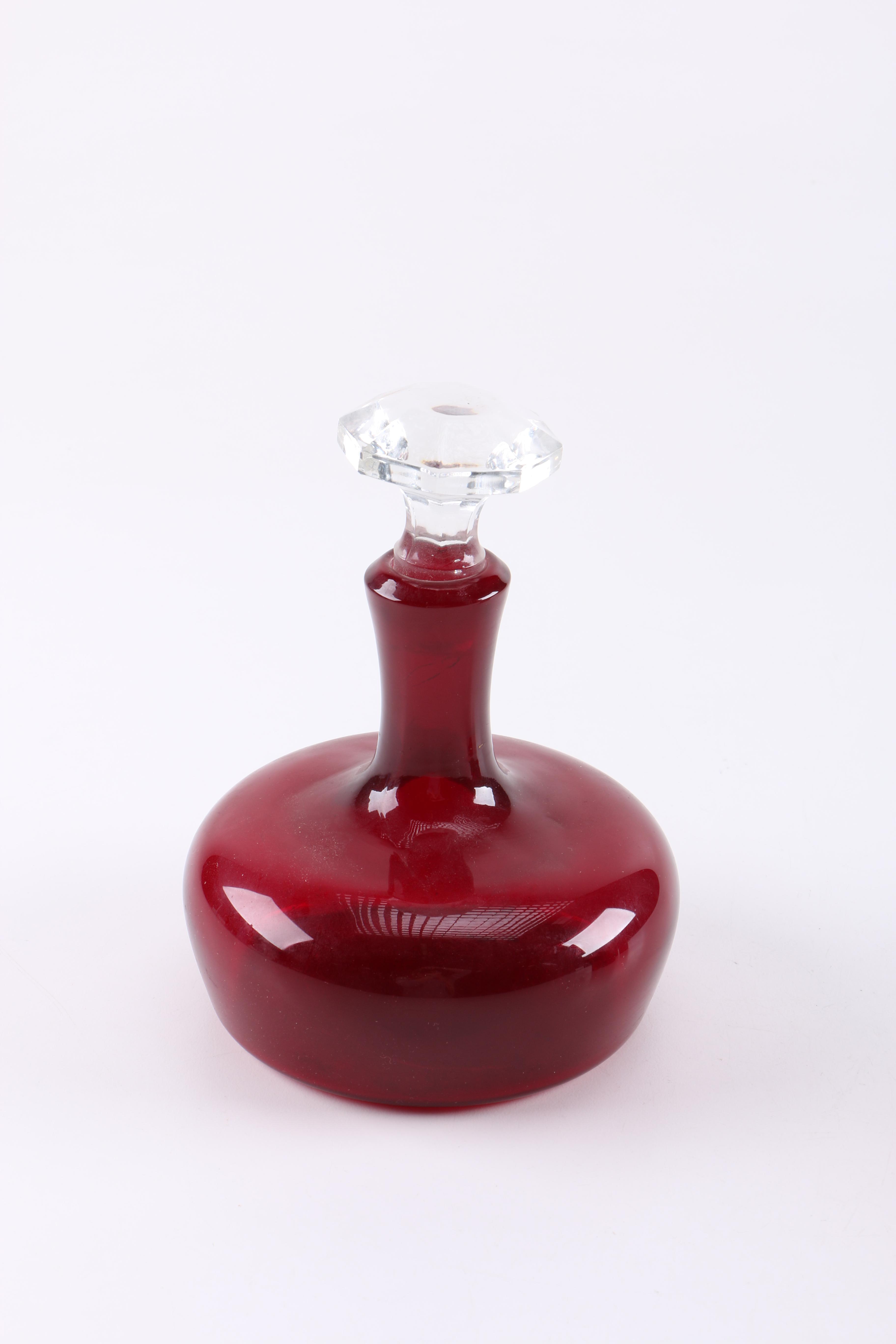 Ruby Glass Decanter and Glasses