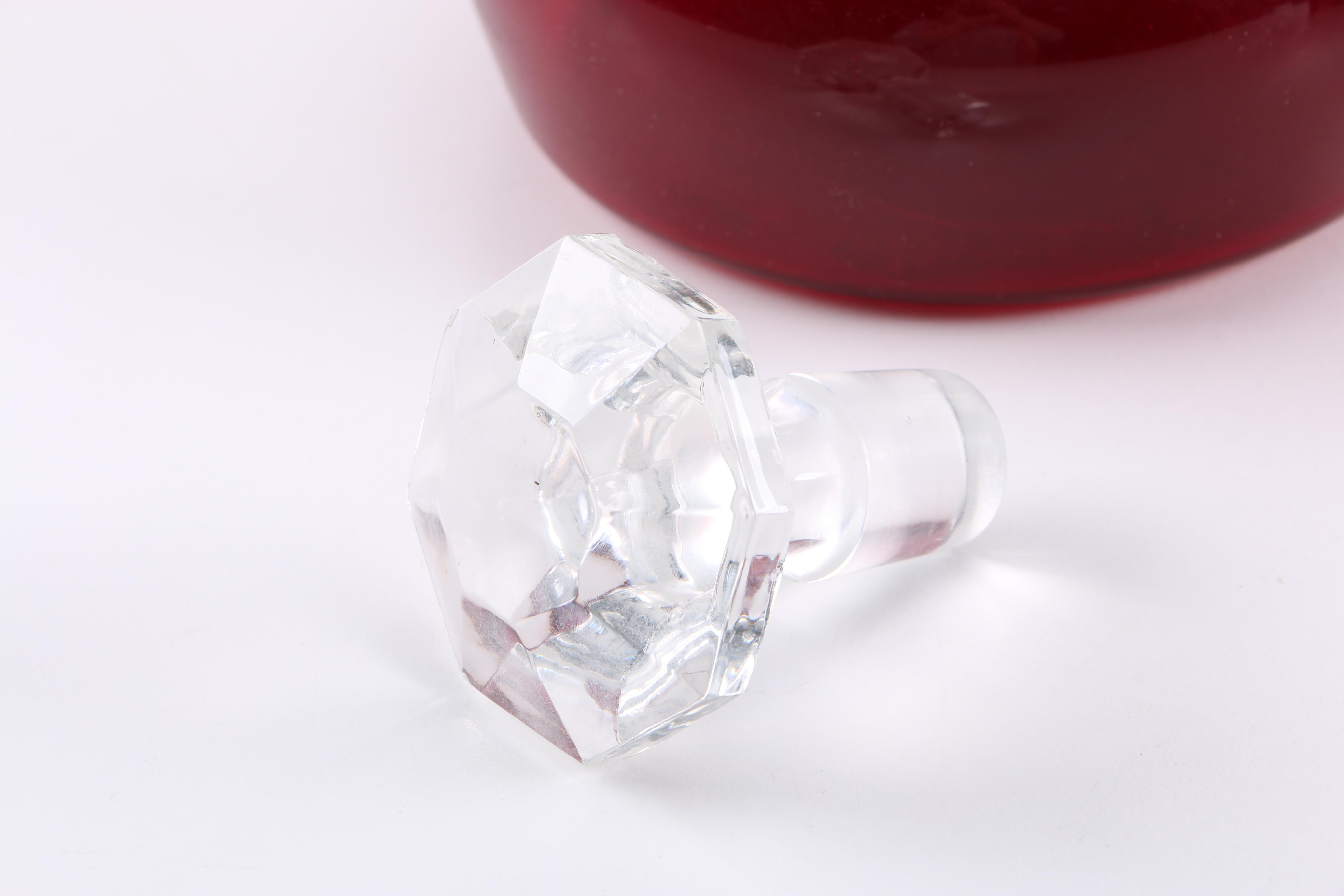 Ruby Glass Decanter and Glasses