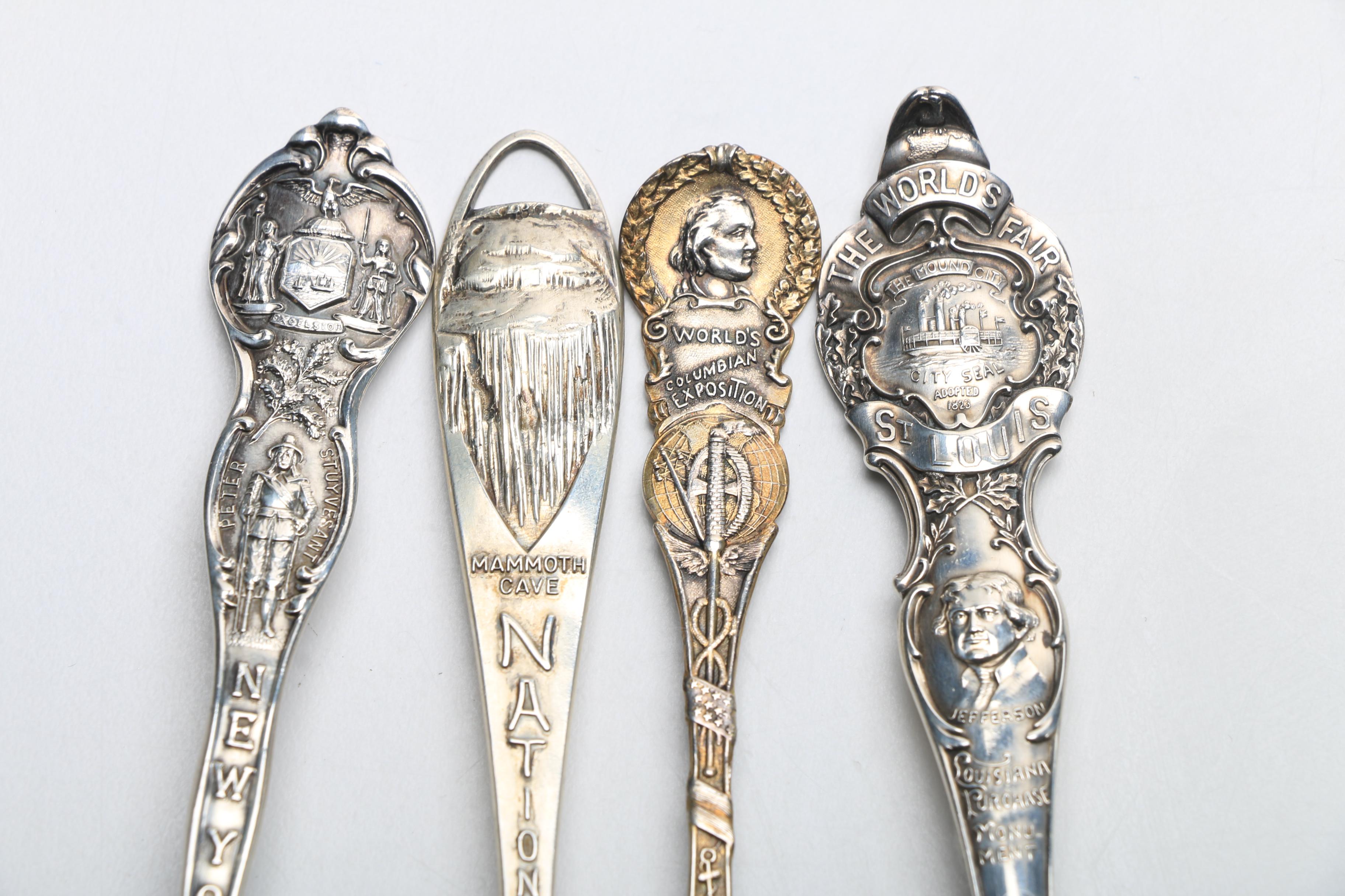 Assortment of Sterling Silver Souvenir Spoons Featuring Wallace