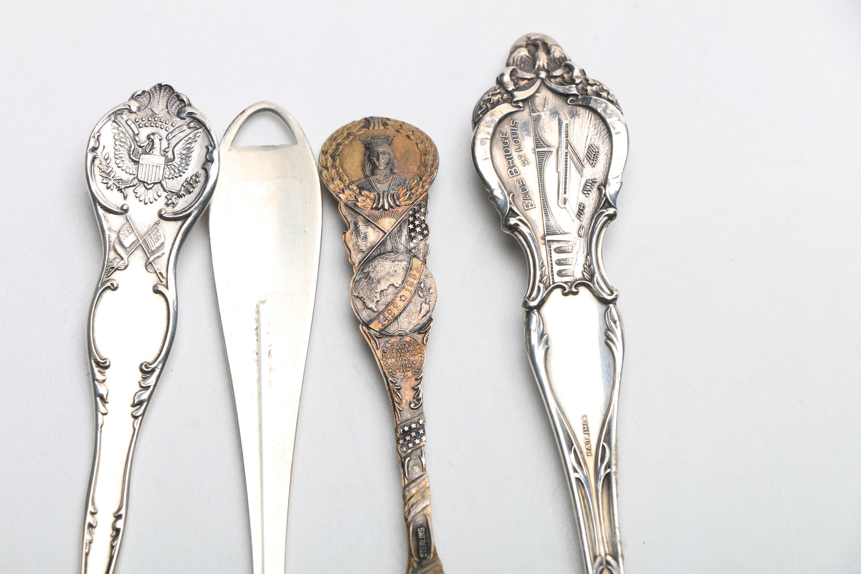 Assortment of Sterling Silver Souvenir Spoons Featuring Wallace