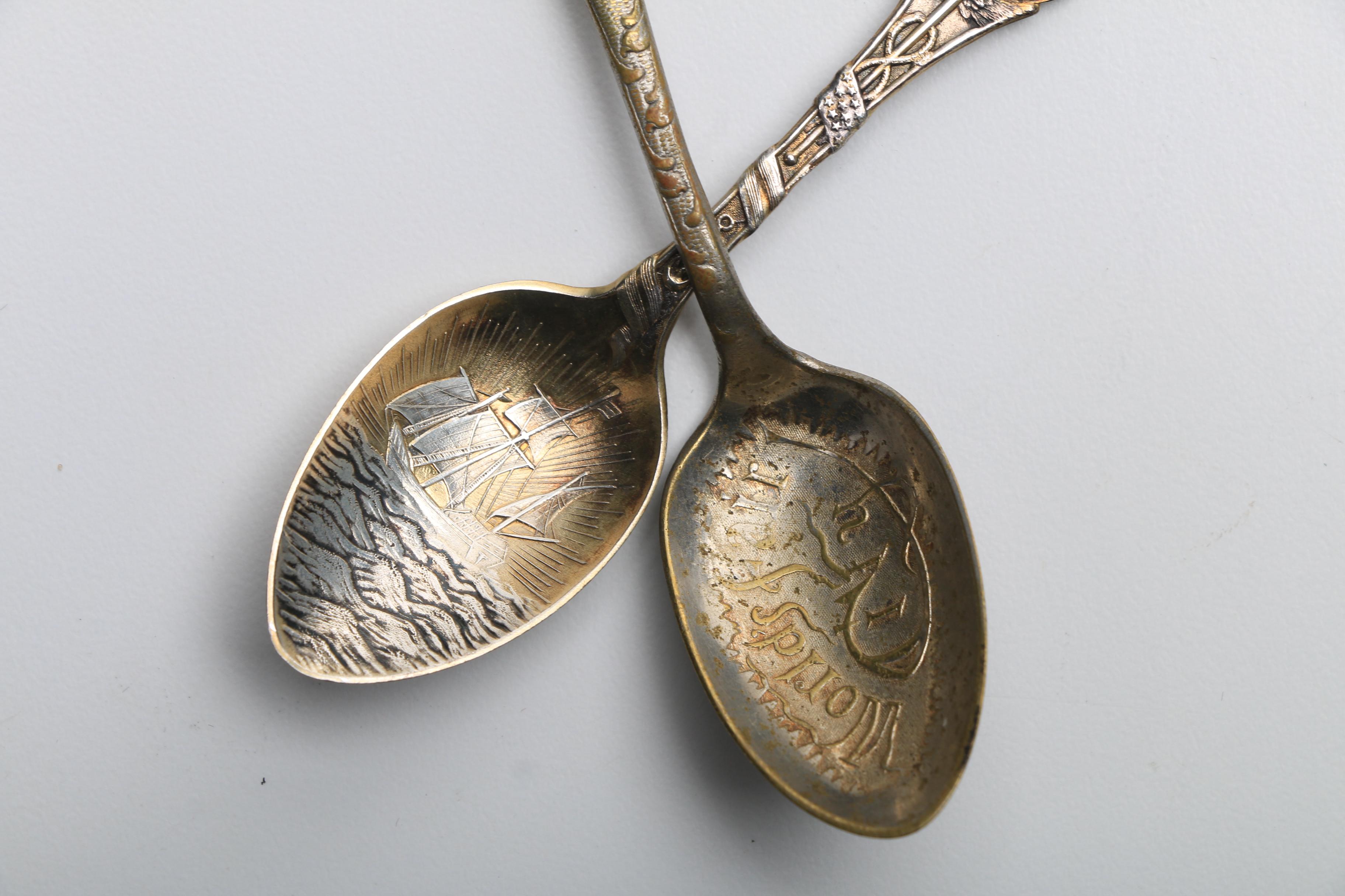 Assortment of Sterling Silver Souvenir Spoons Featuring Wallace