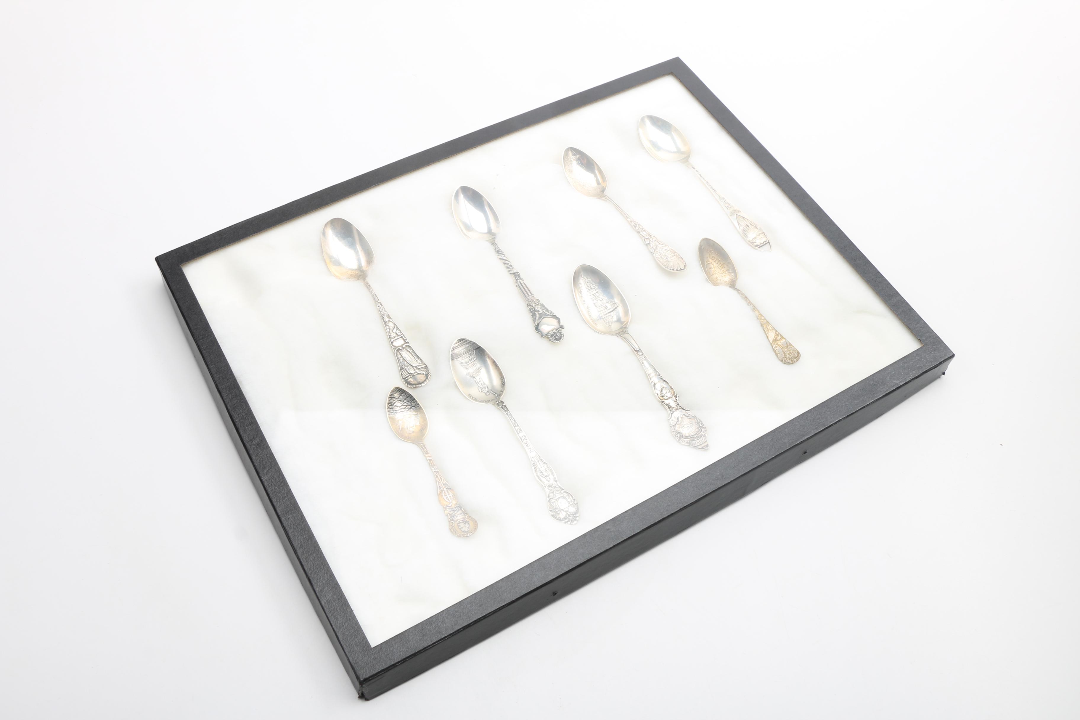 Assortment of Sterling Silver Souvenir Spoons Featuring Wallace