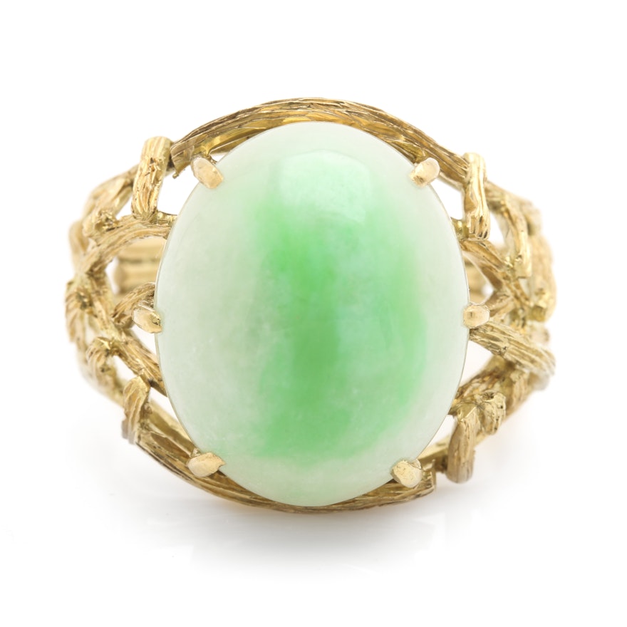 18K Yellow Gold Jadite Ring