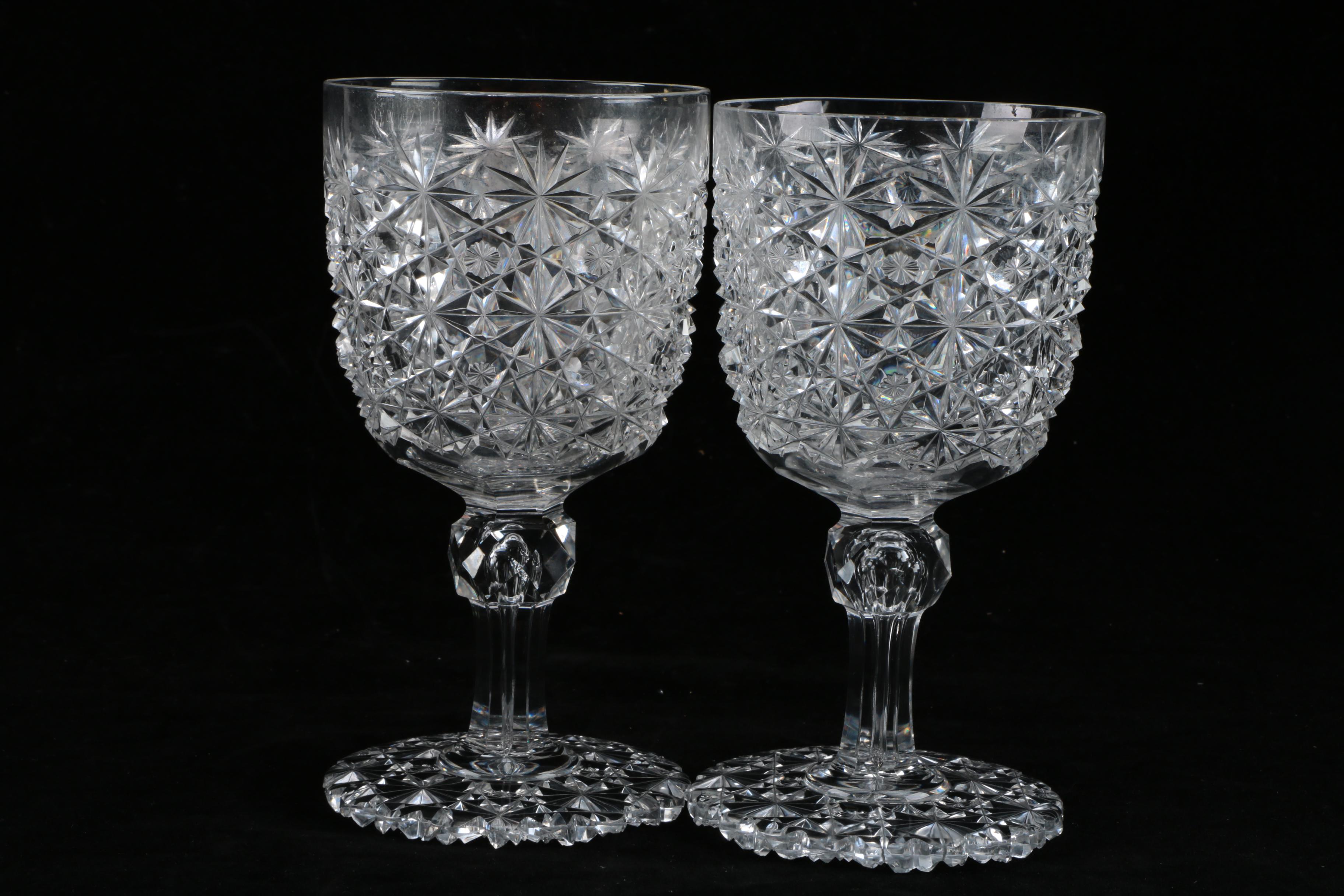 Late 19th Century American Brilliant Period Cut Glass "Russian" Goblets