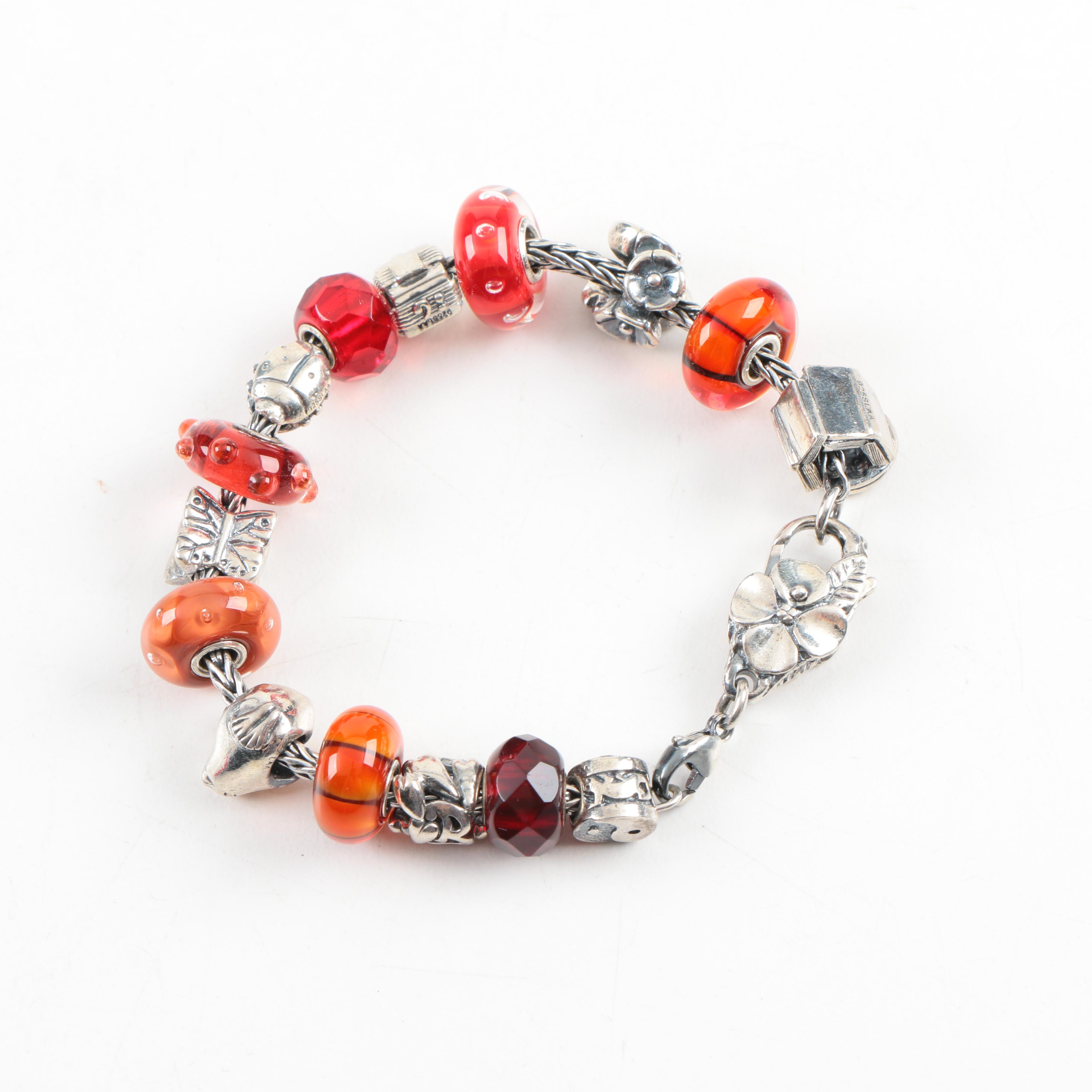 Sterling Silver "Trollbeads" Charm Bracelet