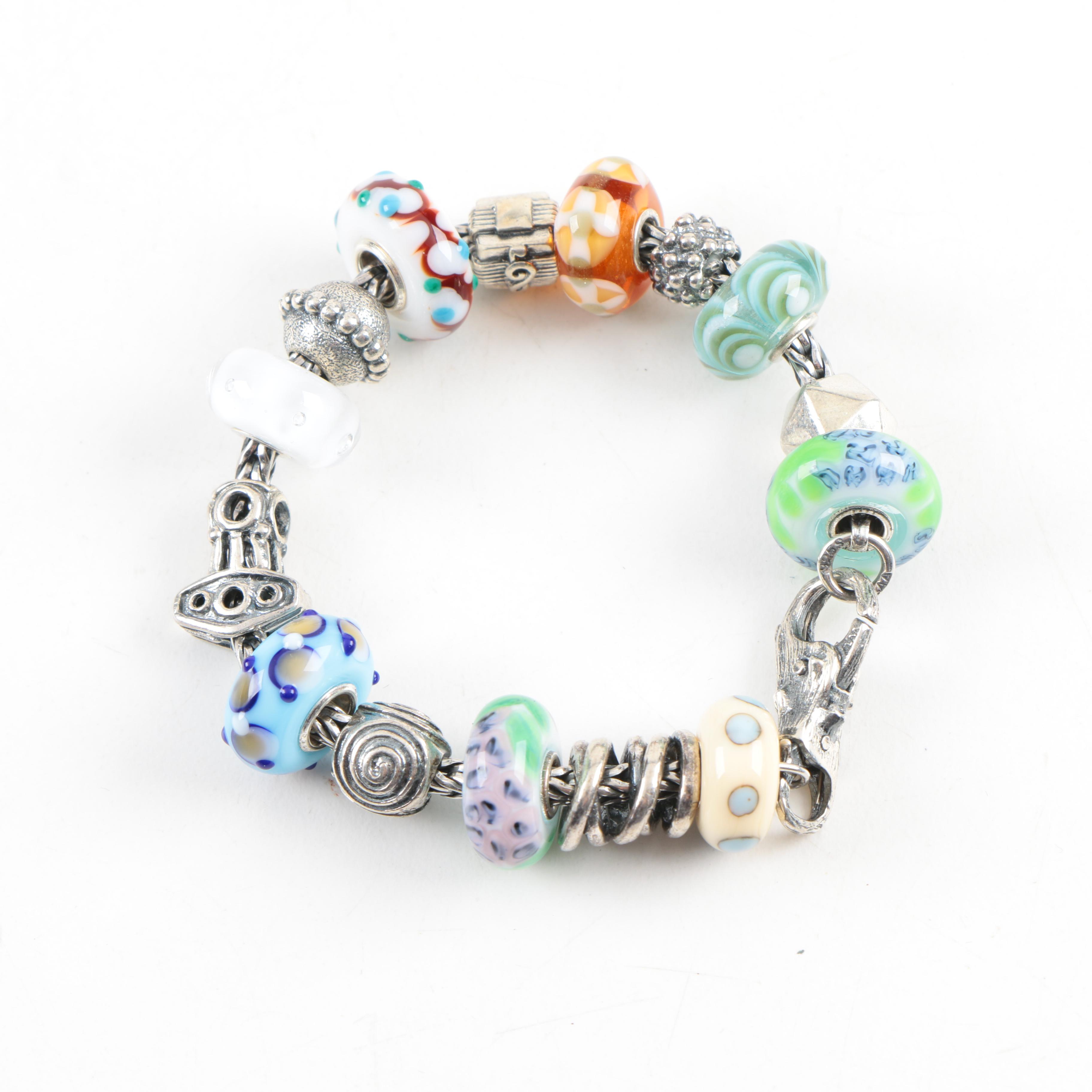 Sterling Silver "Trollbeads" Charm Bracelet