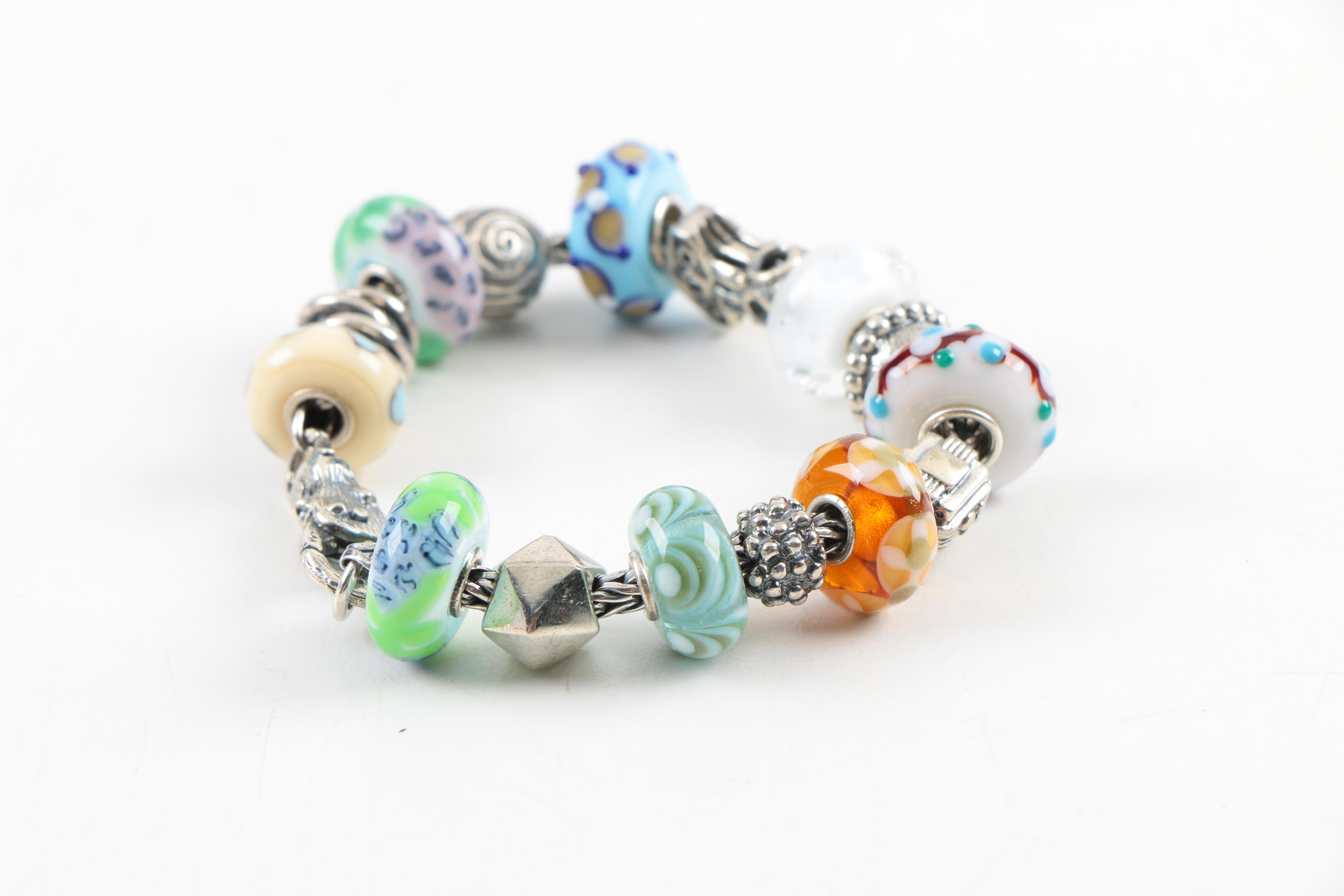 Sterling Silver "Trollbeads" Charm Bracelet