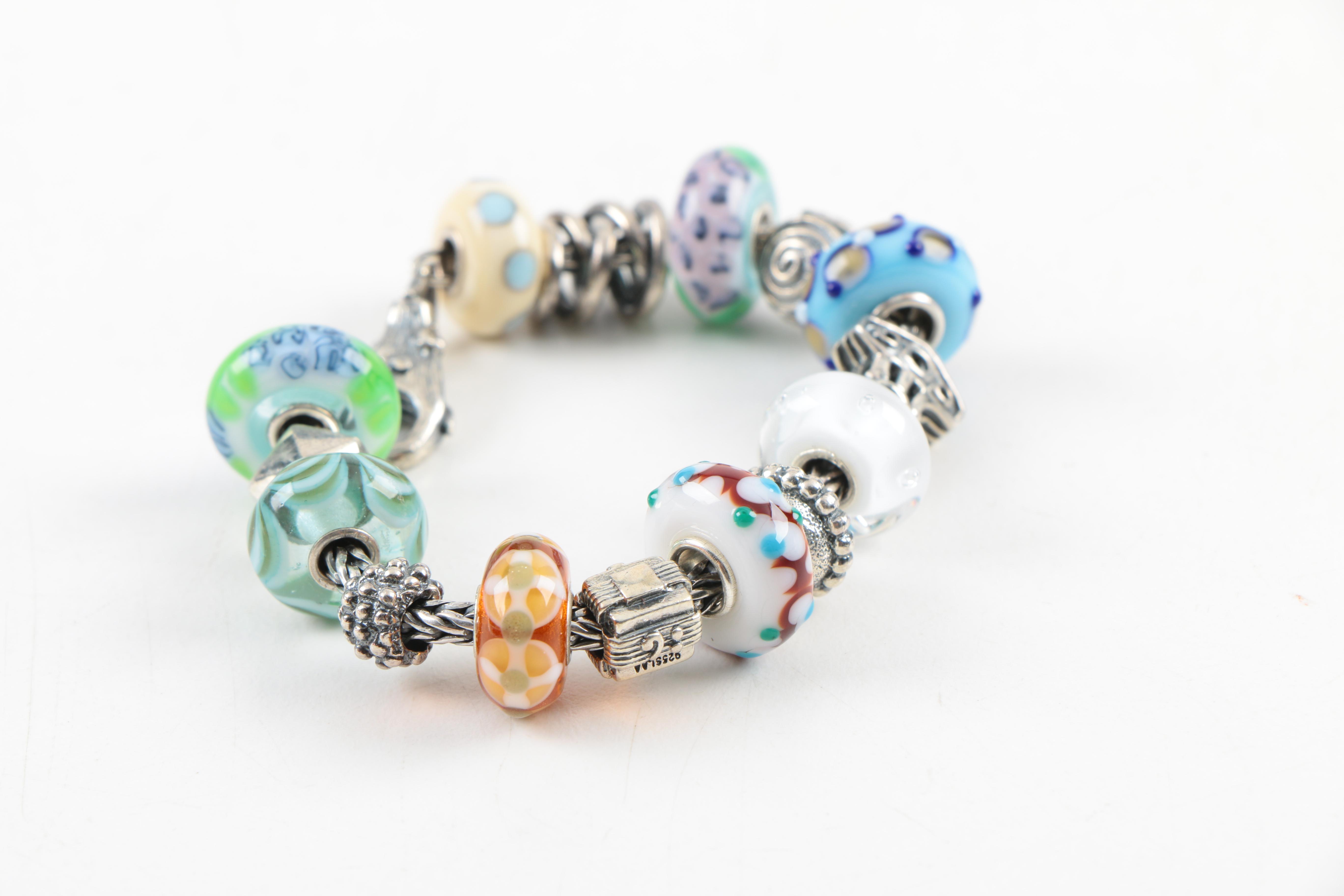 Sterling Silver "Trollbeads" Charm Bracelet