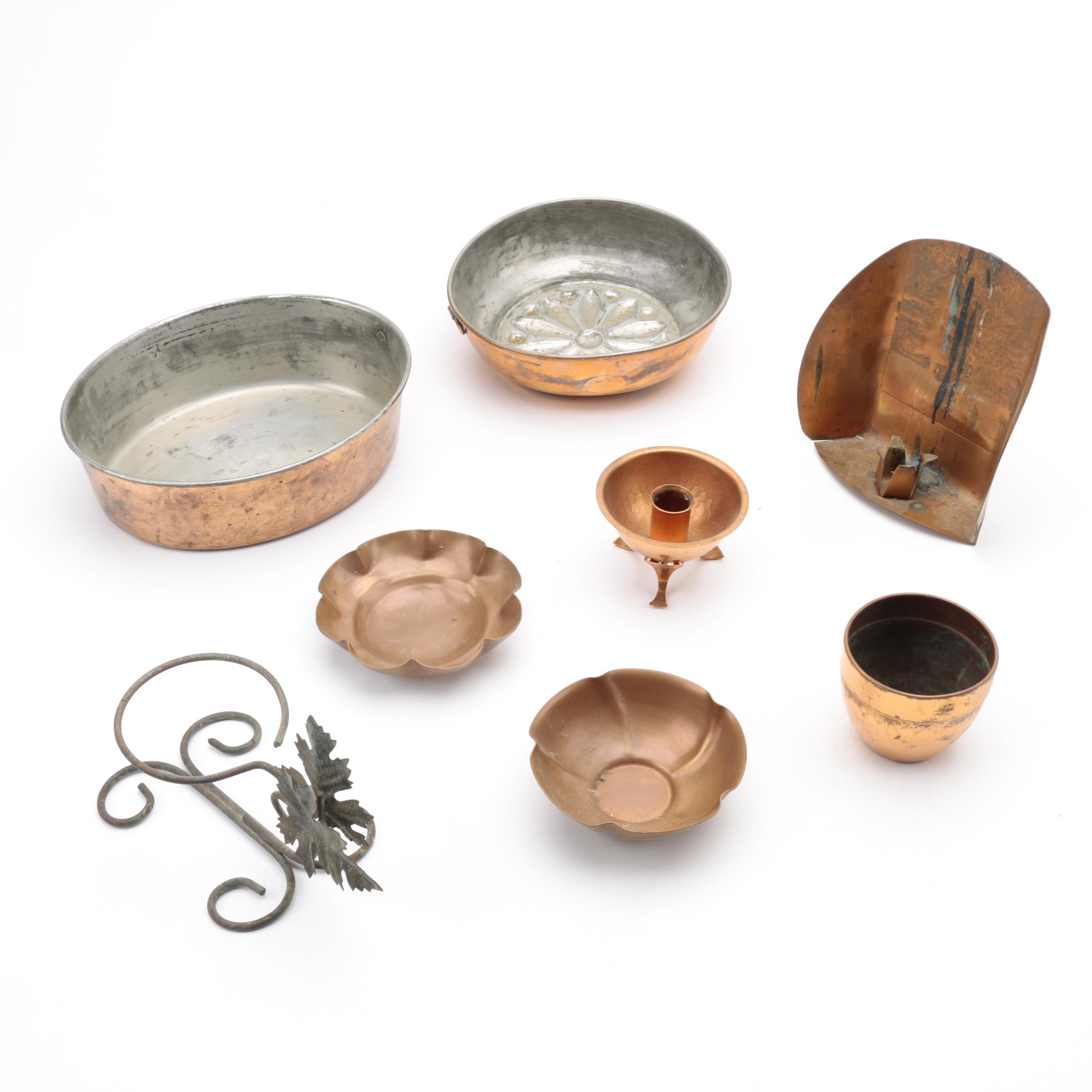 Selection of Vintage Copper and Metal Decor including Ystad Metall