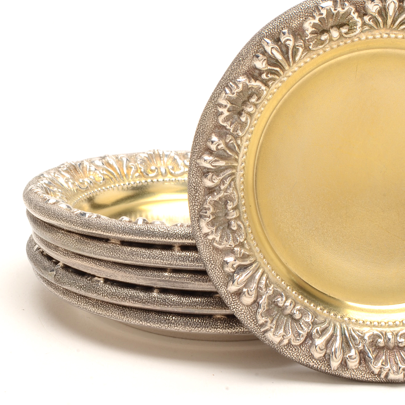 Antique Sterling Silver Butter Pats By Wood & Hughes