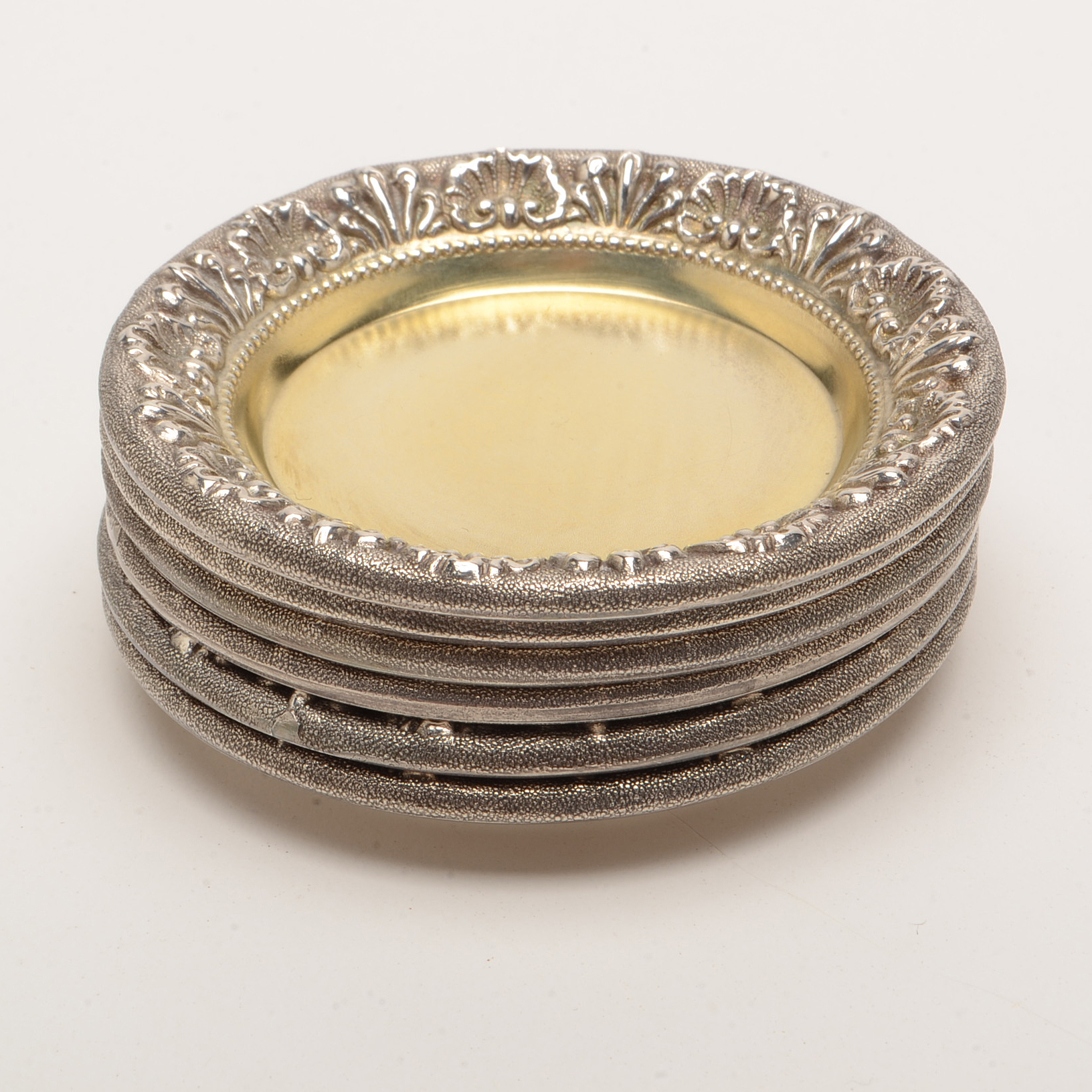 Antique Sterling Silver Butter Pats By Wood & Hughes