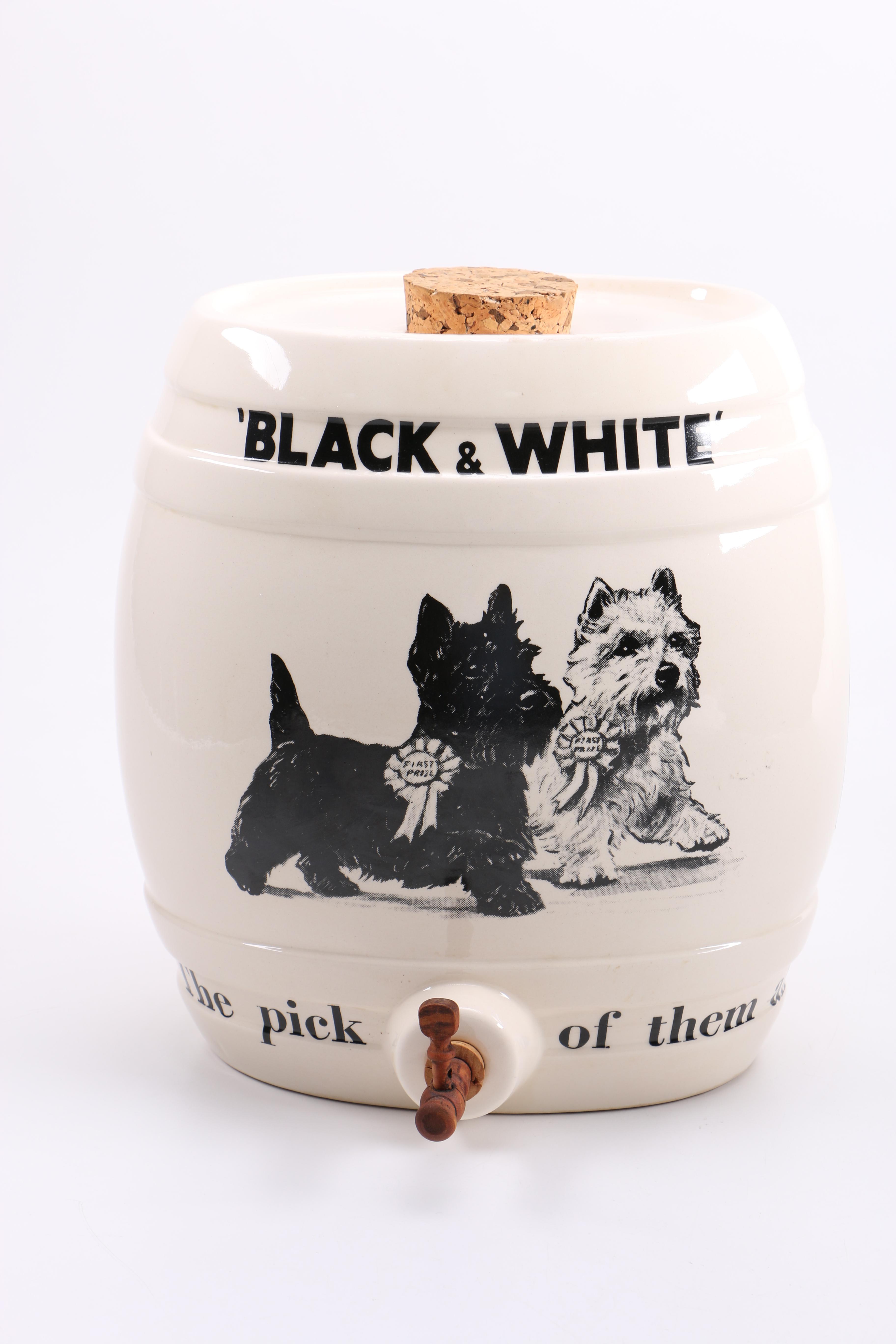 English Black & White Whiskey Ironstone Scotch Whisky Keg