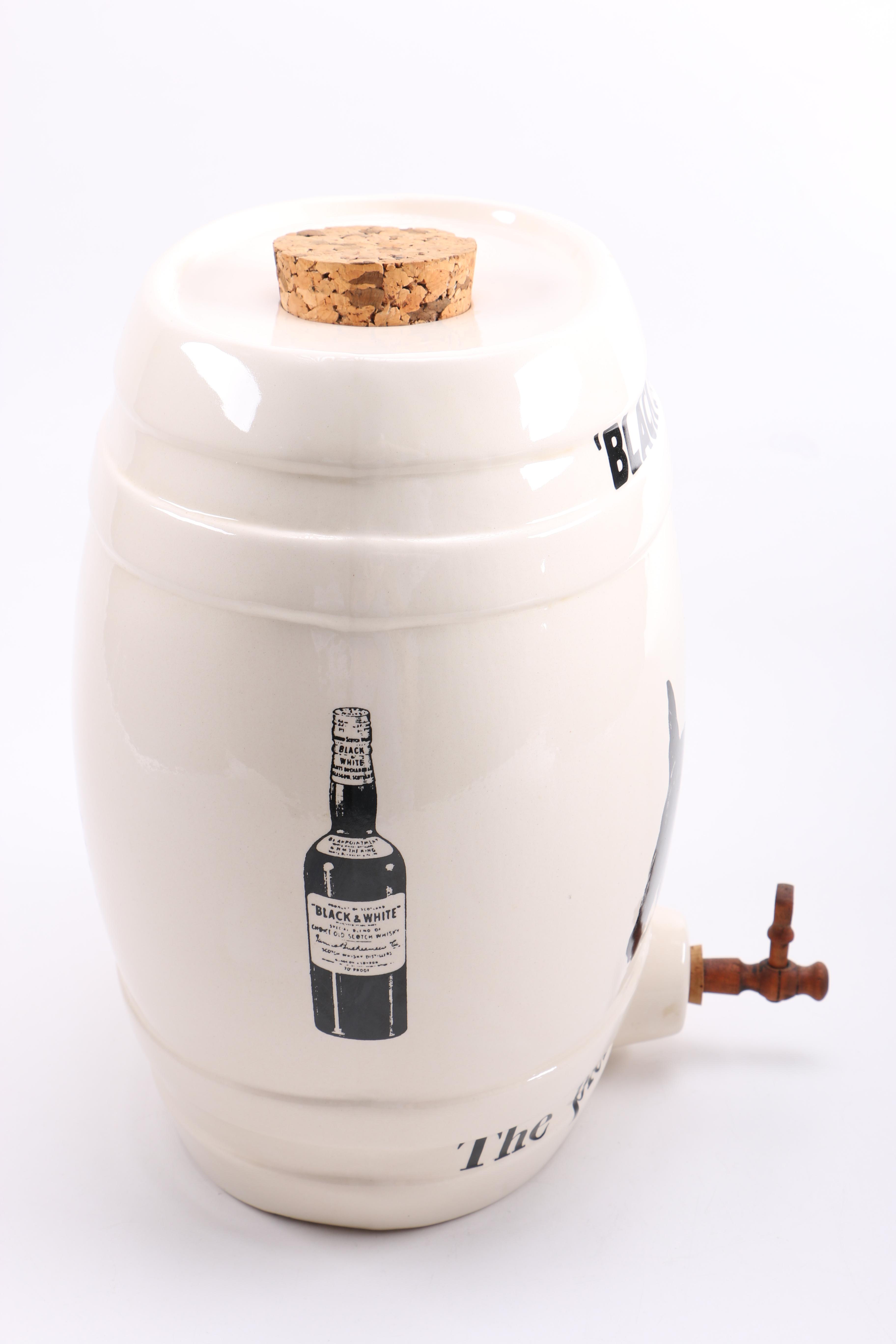 English Black & White Whiskey Ironstone Scotch Whisky Keg