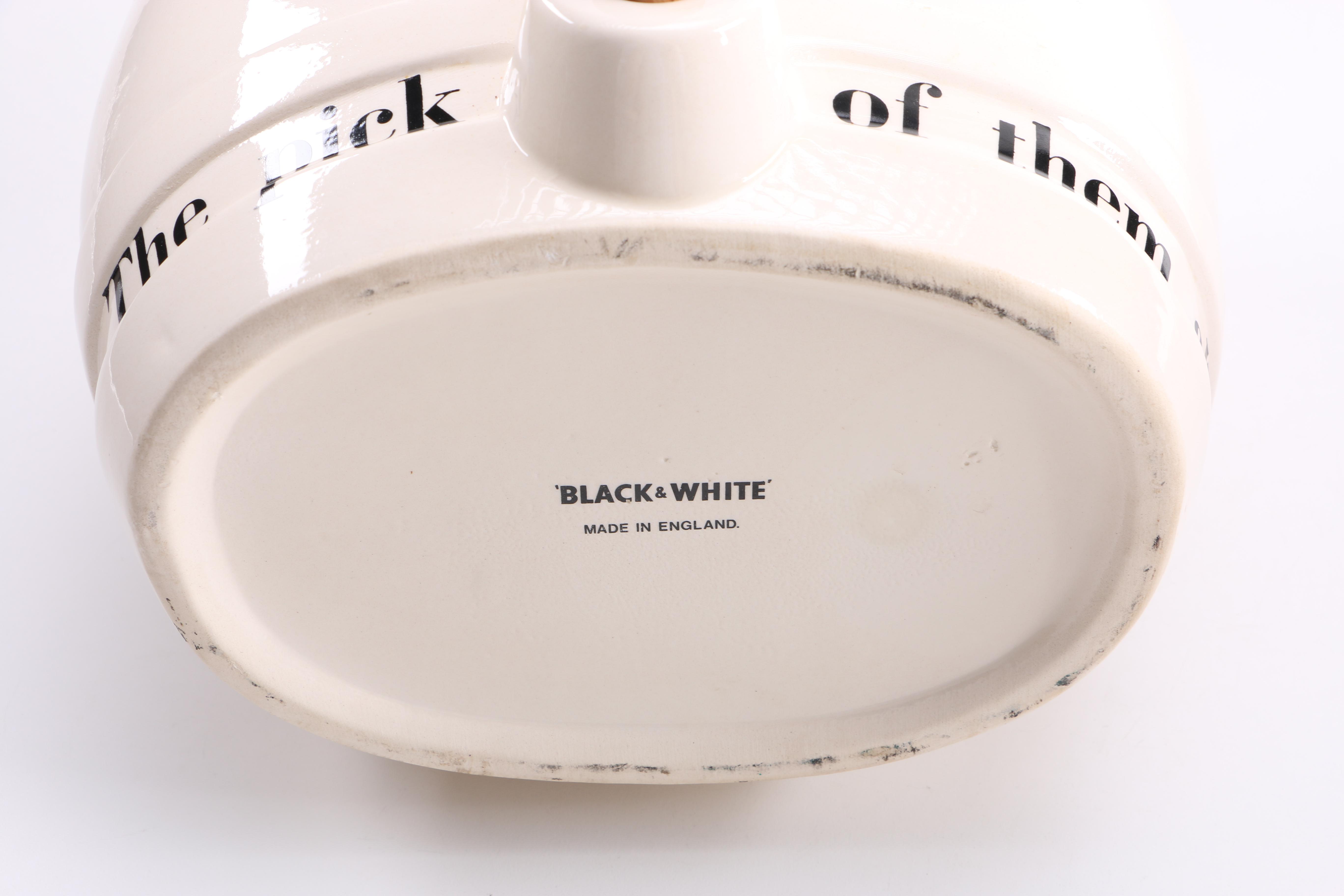 English Black & White Whiskey Ironstone Scotch Whisky Keg