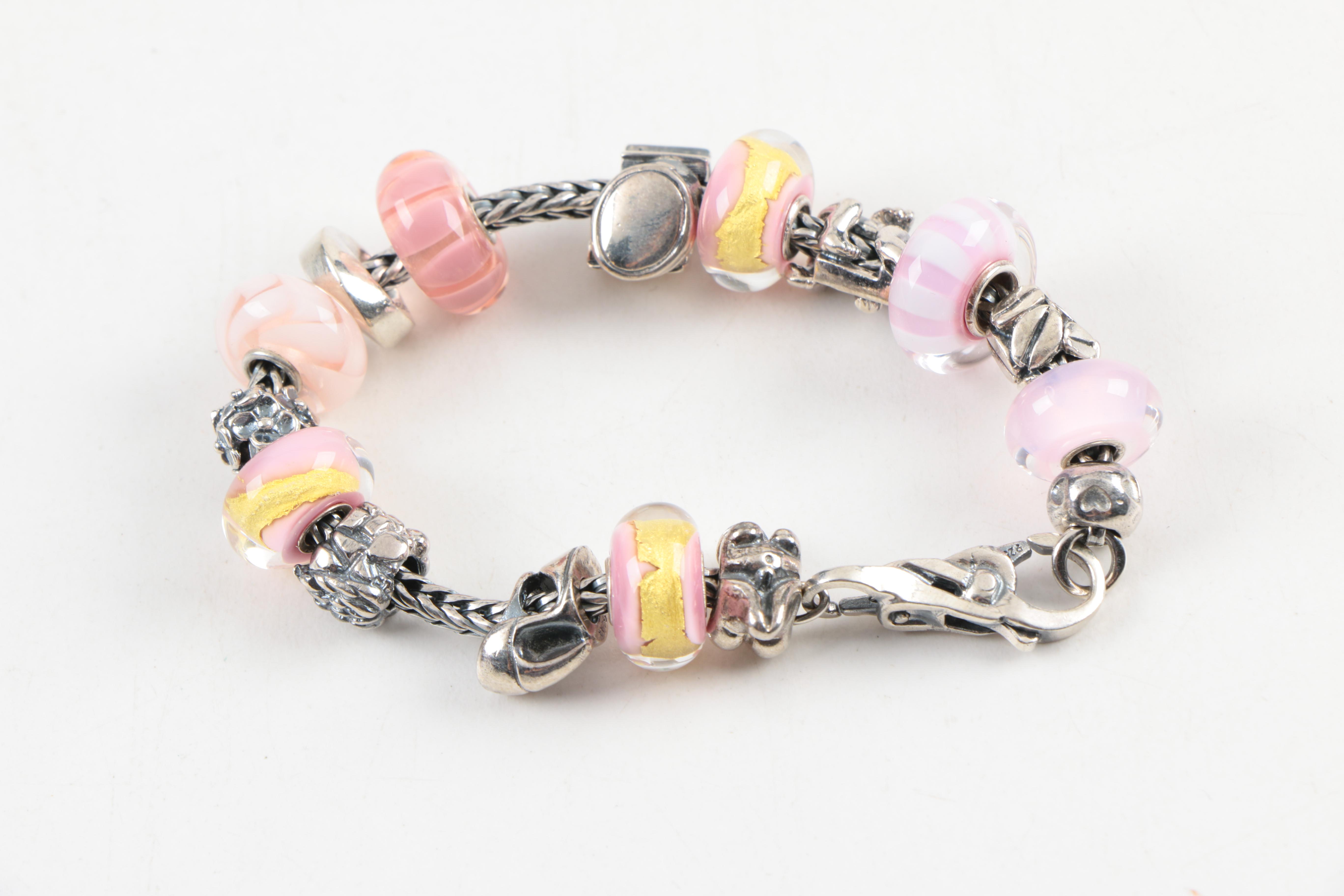 Sterling Silver "Trollbeads" Charm Bracelet