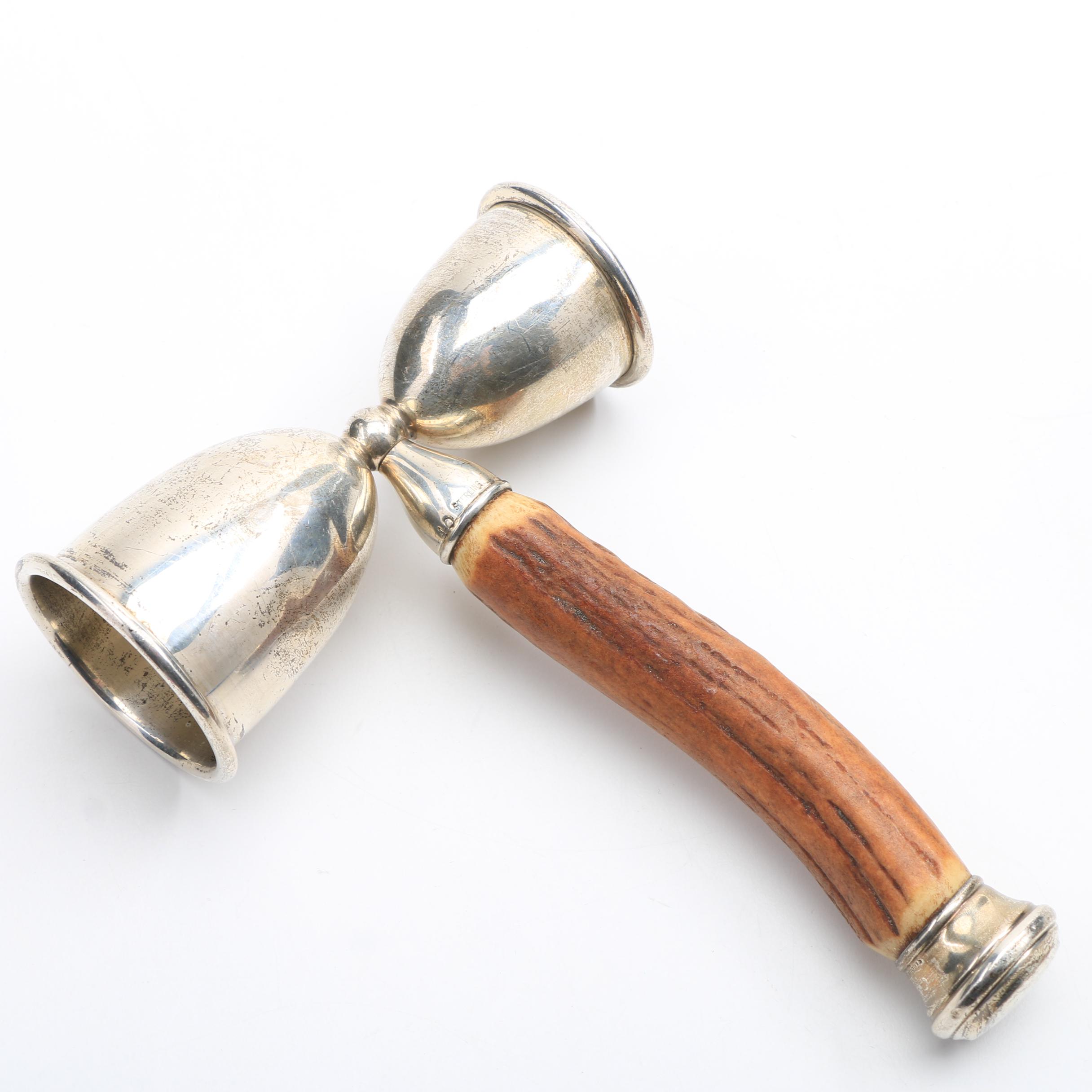 Vintage Stag Horn Bar Accessories with Sterling Silver Caps