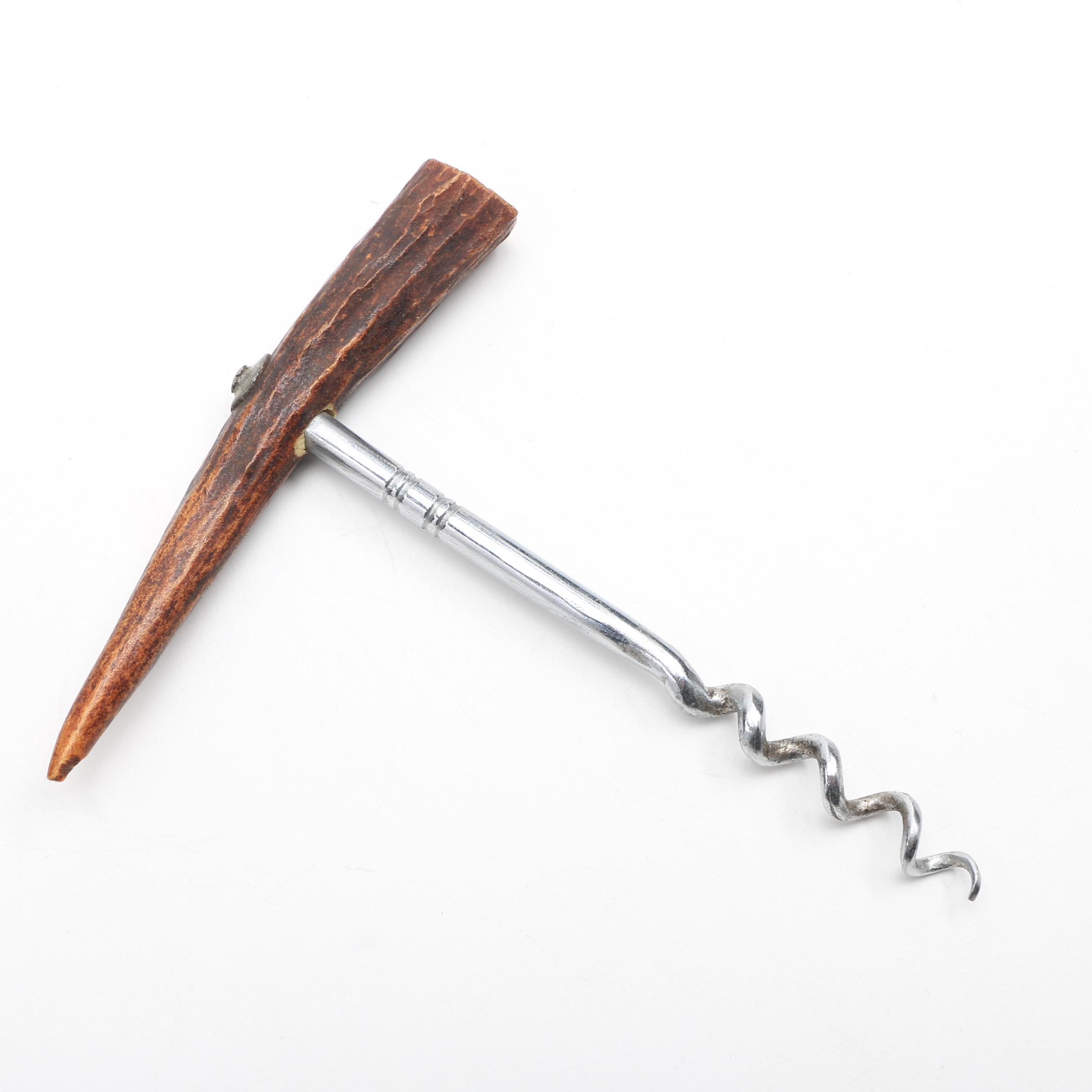 Vintage Stag Horn Bar Accessories with Sterling Silver Caps