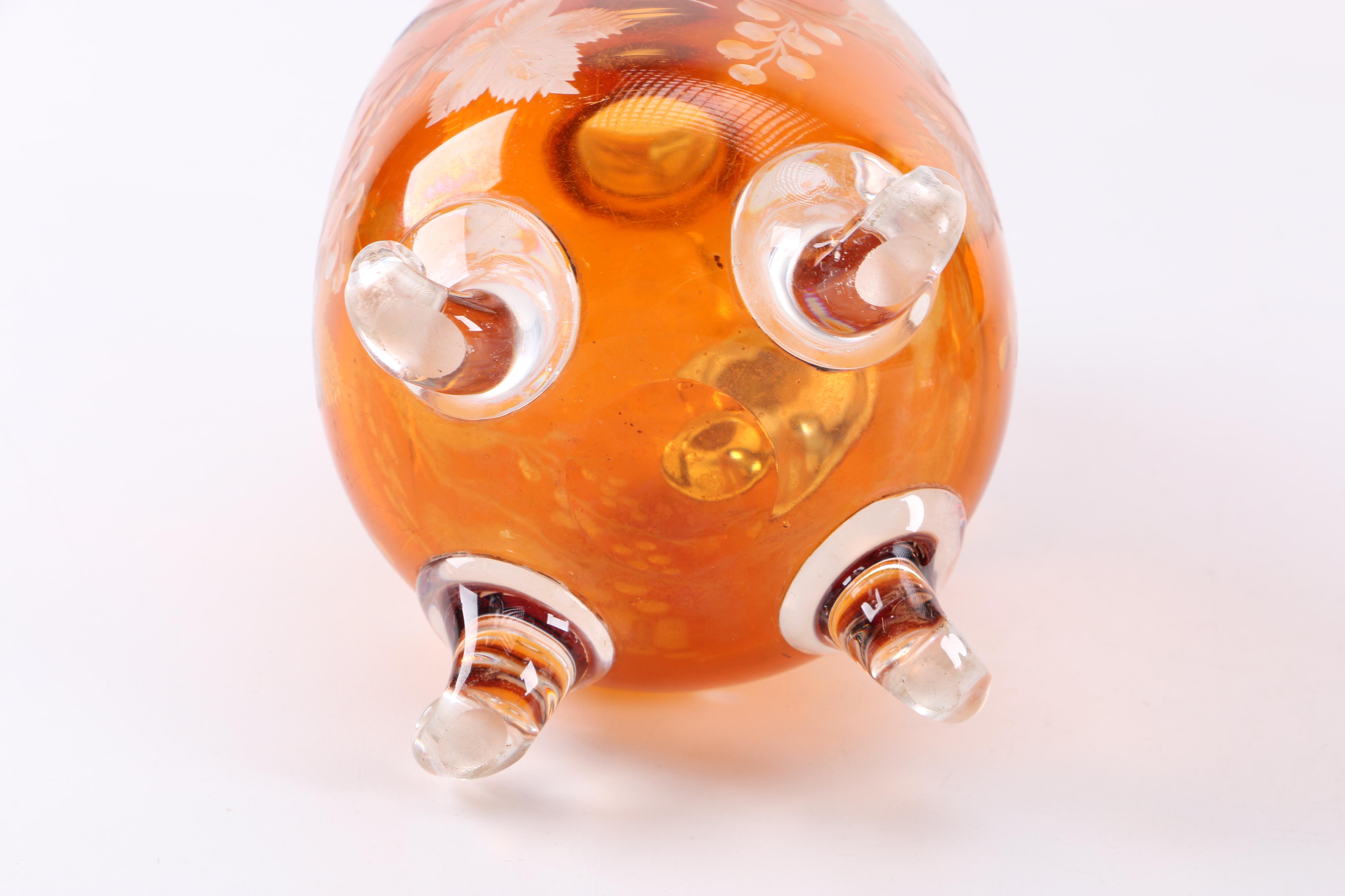 Orange Glass Pitcher and Drinking Glasses