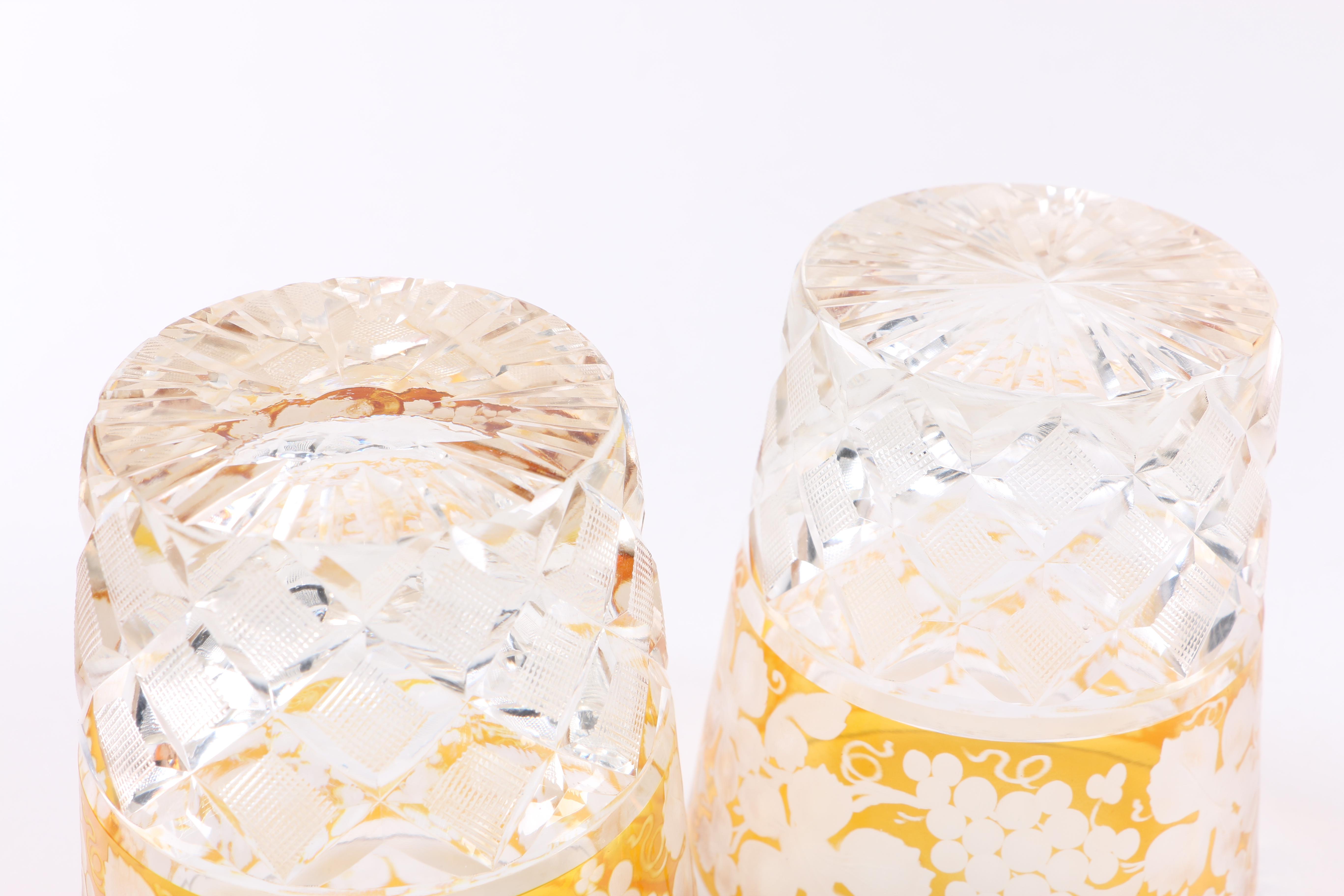 Orange Glass Pitcher and Drinking Glasses