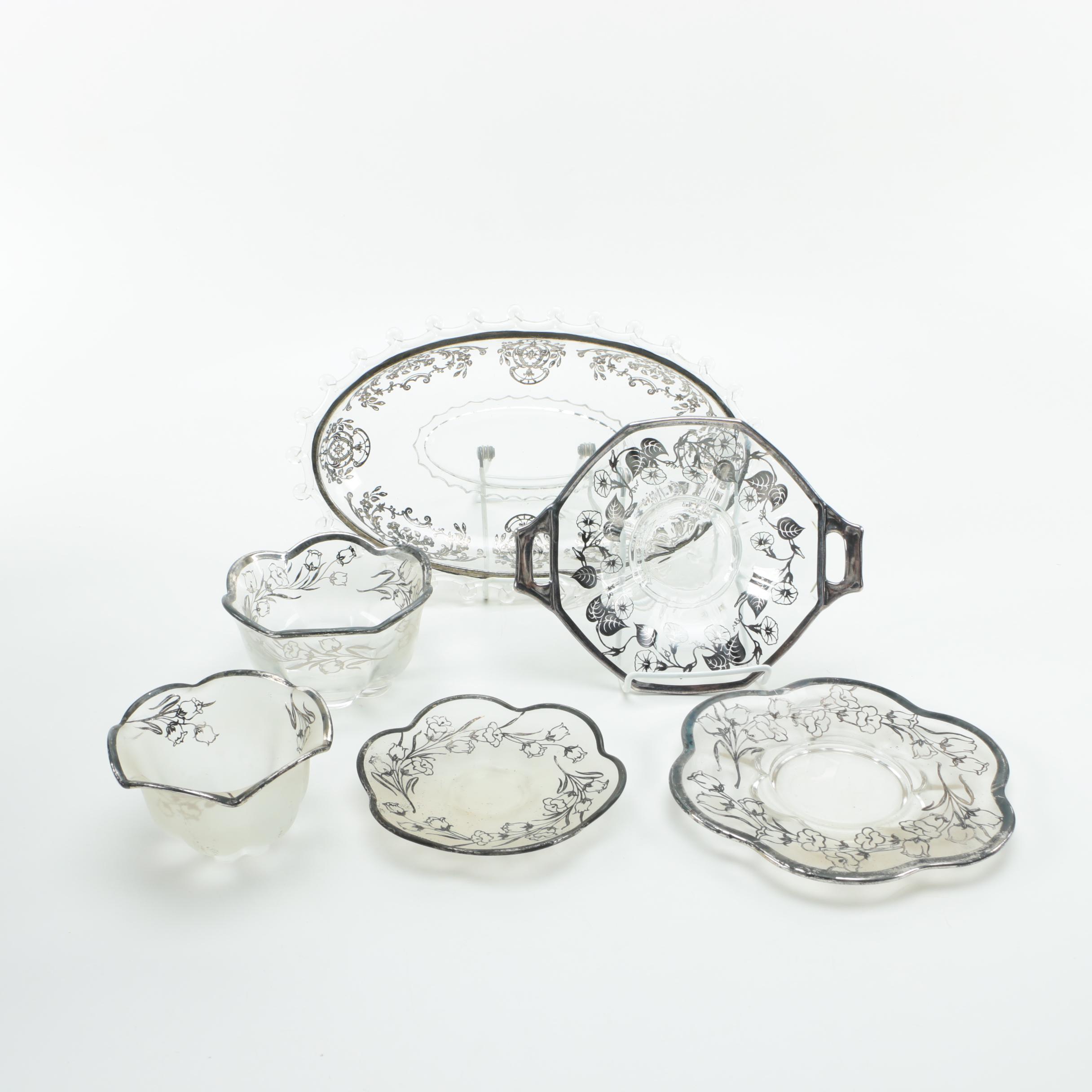 Glass with Silver Overlay Serveware Collection