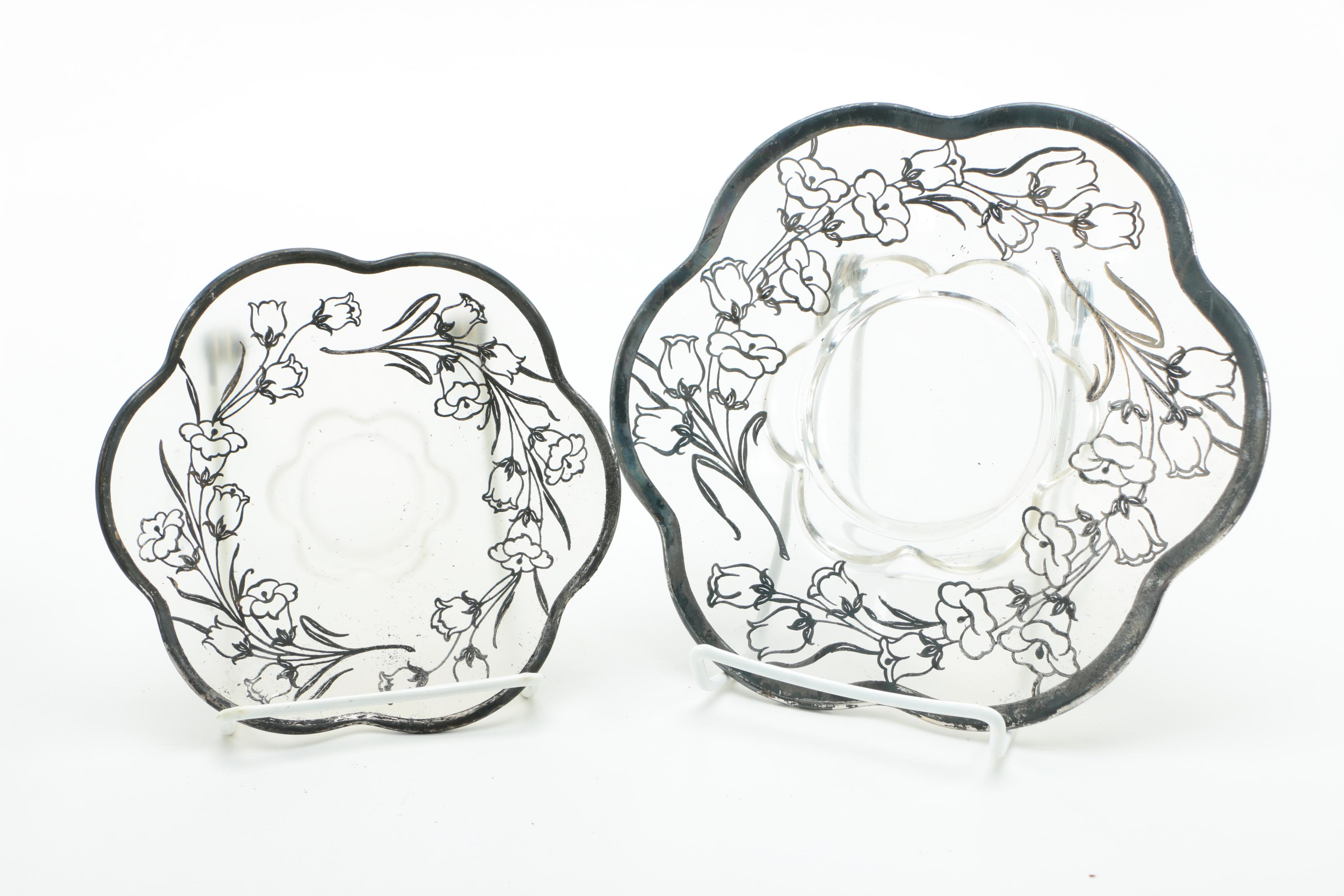 Glass with Silver Overlay Serveware Collection